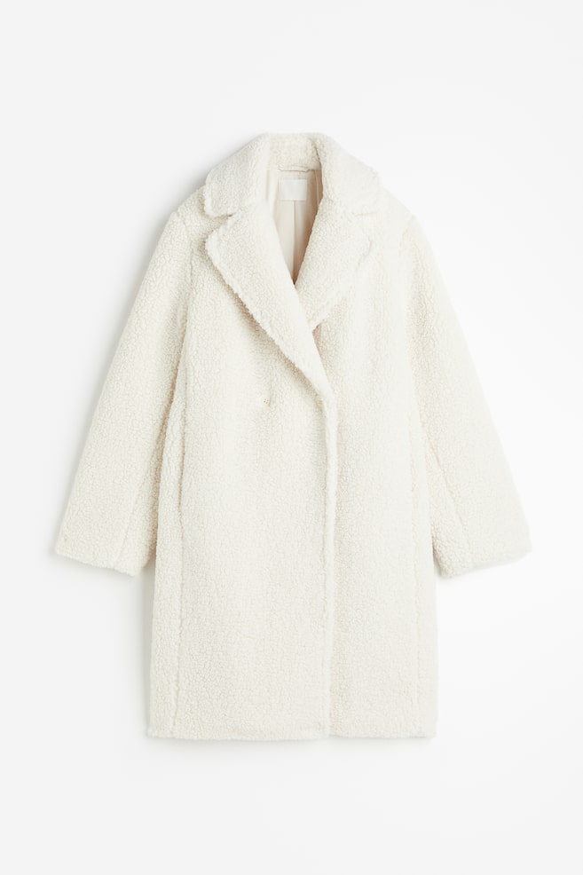 Pile coat - White/Dark beige - 2