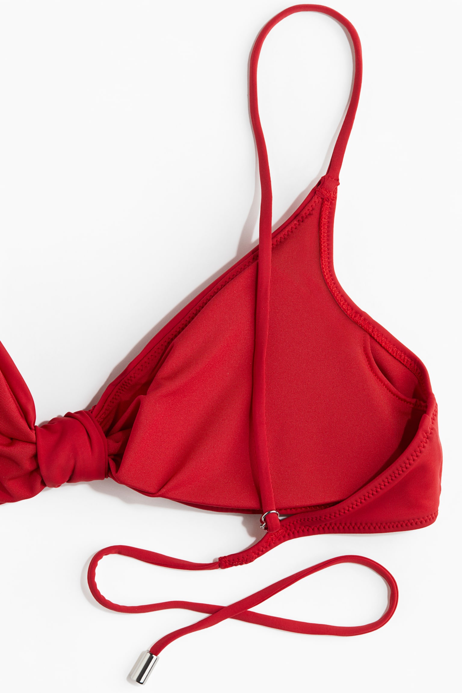 Knot Detail Padded Bikini Top - Red/Black - 4