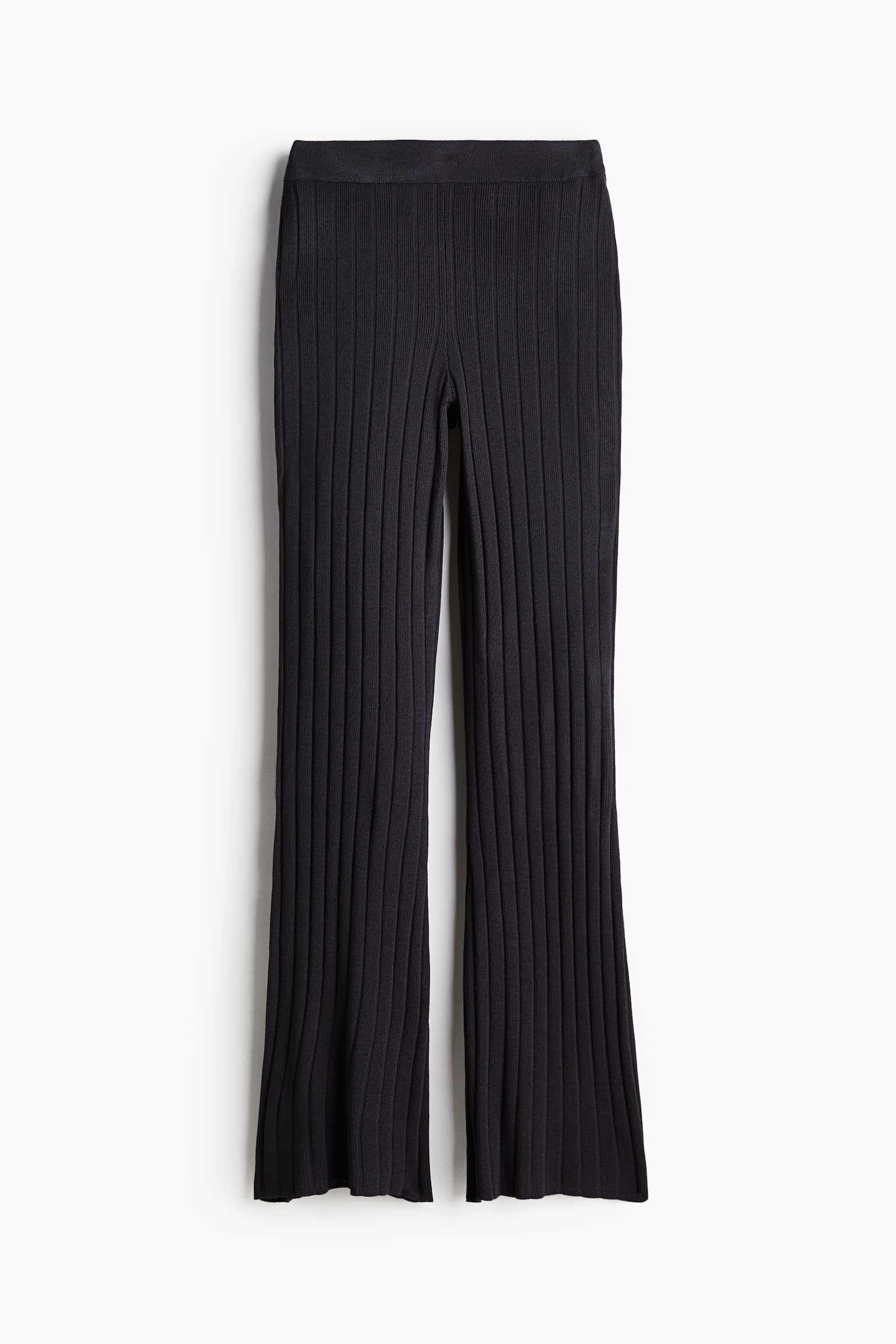 Rib-knit trousers - Black/Light beige - 2