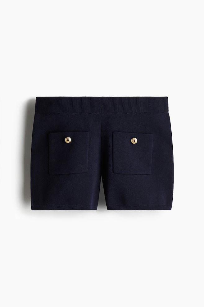 Fine-Knit Mini Shorts - Navy blue - 1