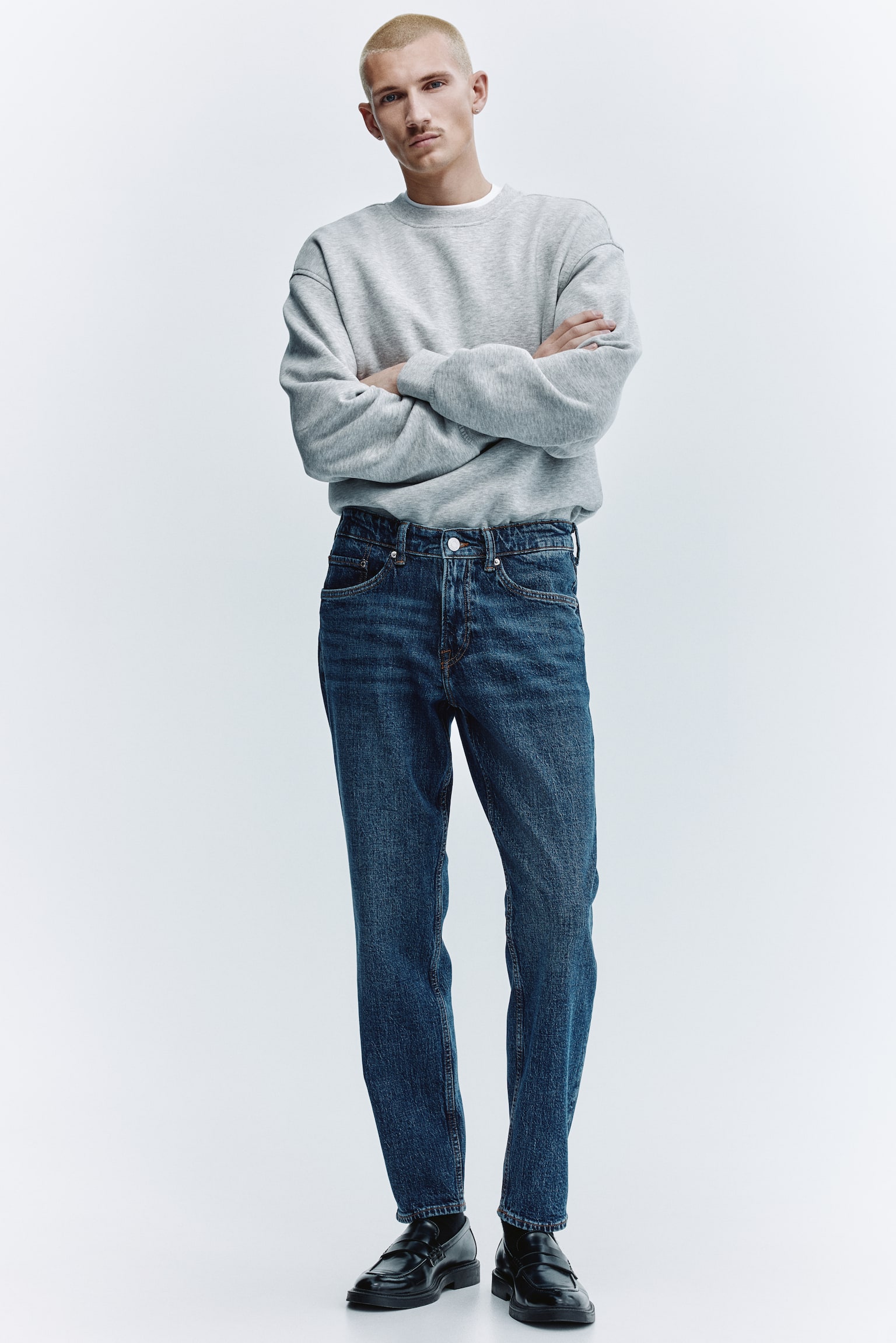 Tapered jeans - Dark denim blue/Denim blue/Denim black - 1