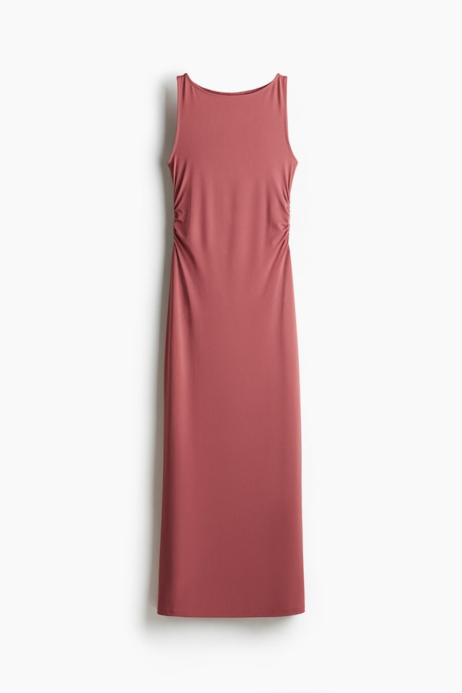 Drapiertes Bodycon-Maxikleid - Altrosa/Schwarz/Marineblau/Rot/Grau - 1