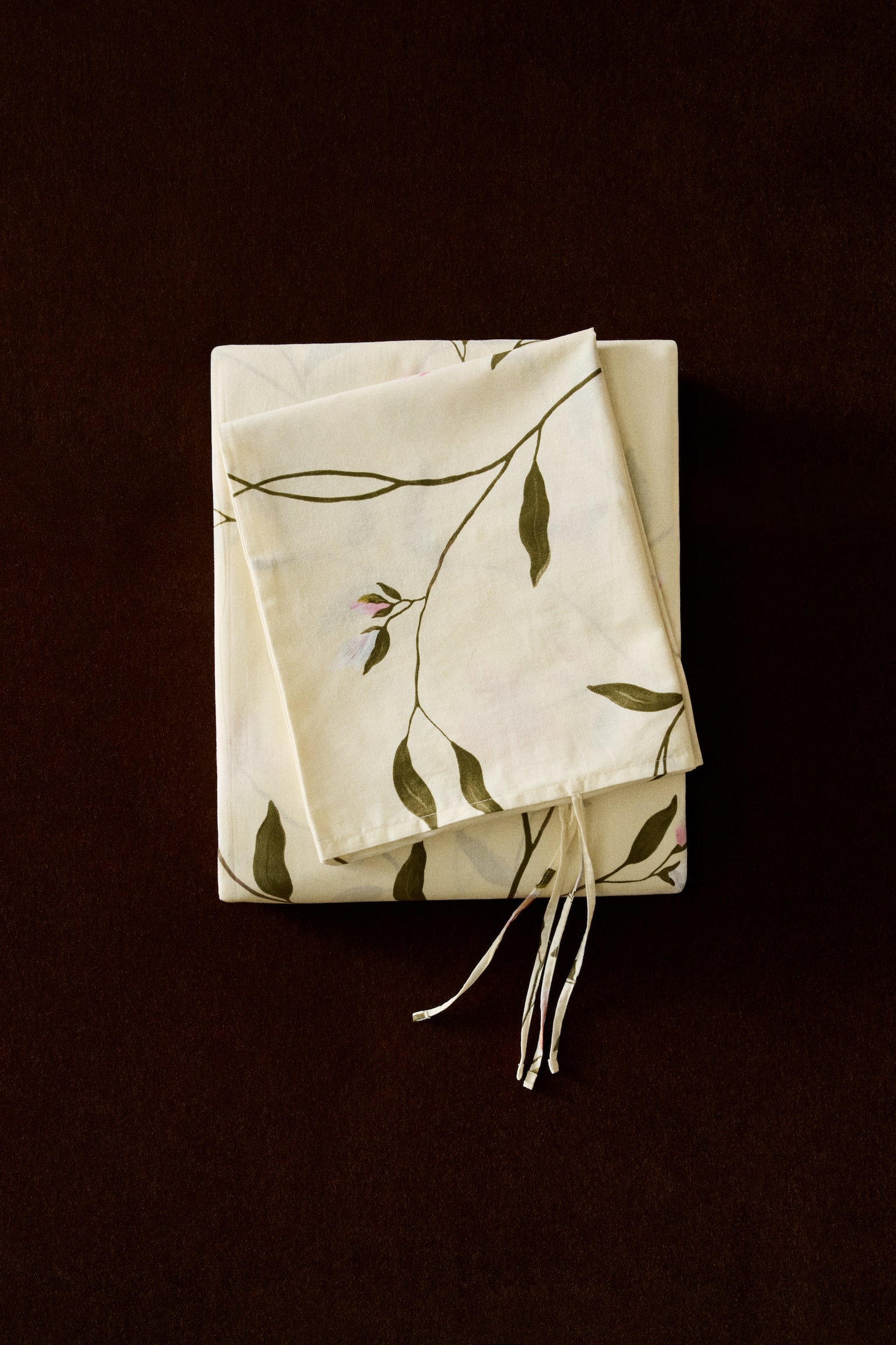 Односпальний комплект постільної білизни з бавовни - Світло-бежевий/квітчастий/Білий/квітчастий - 2