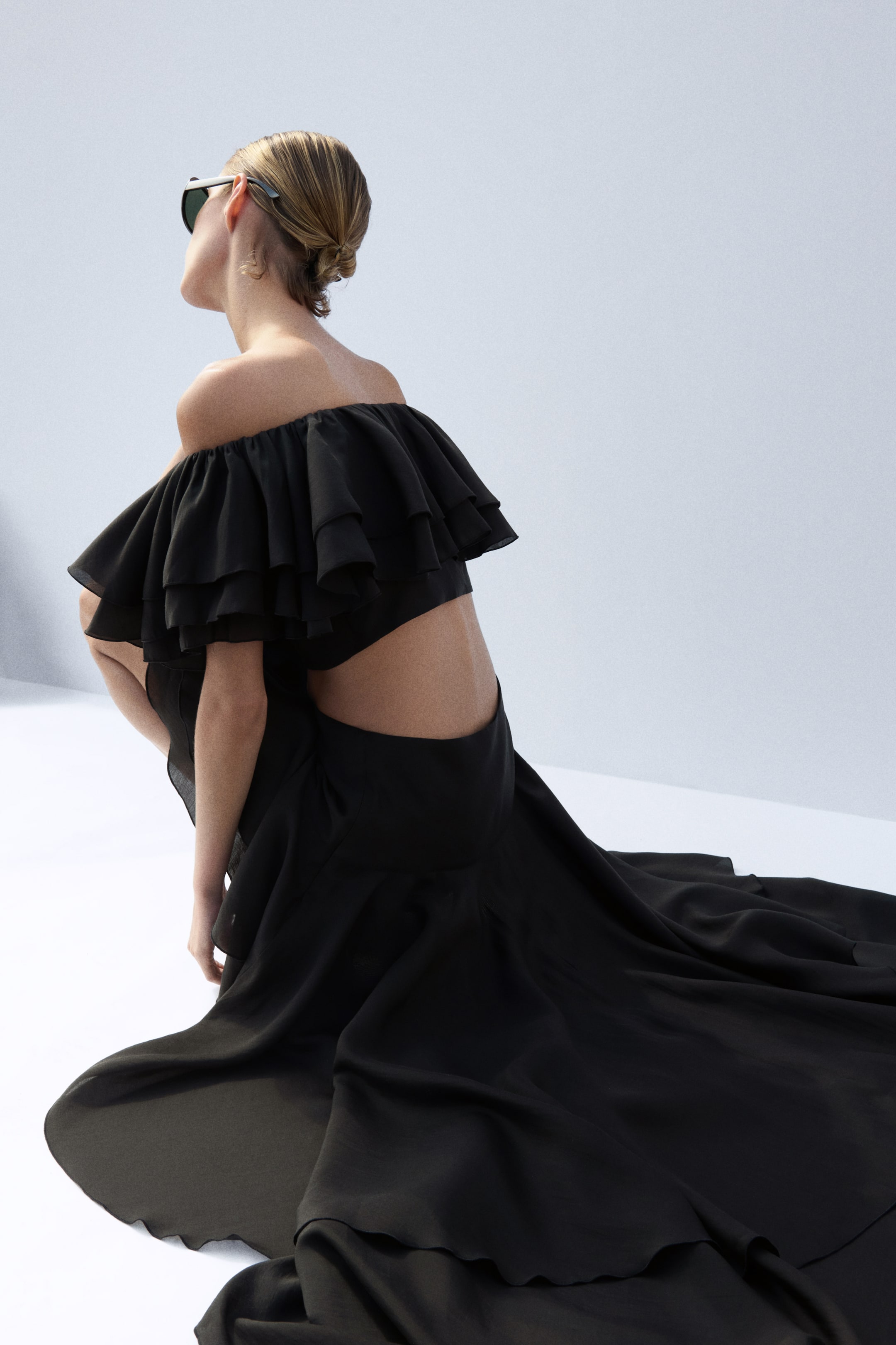 Flounced High-Low Skirt