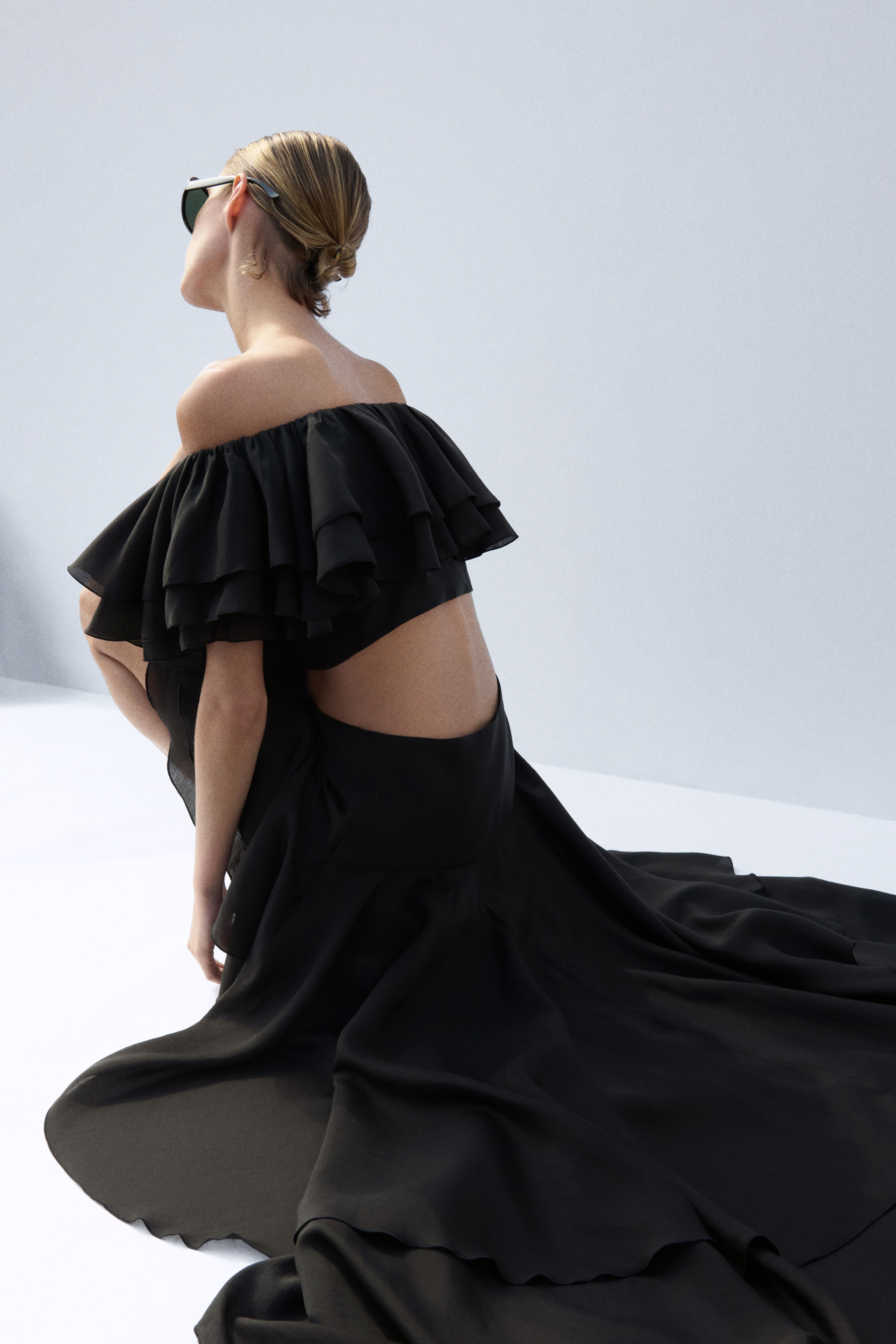 Flounced High-Low Skirt