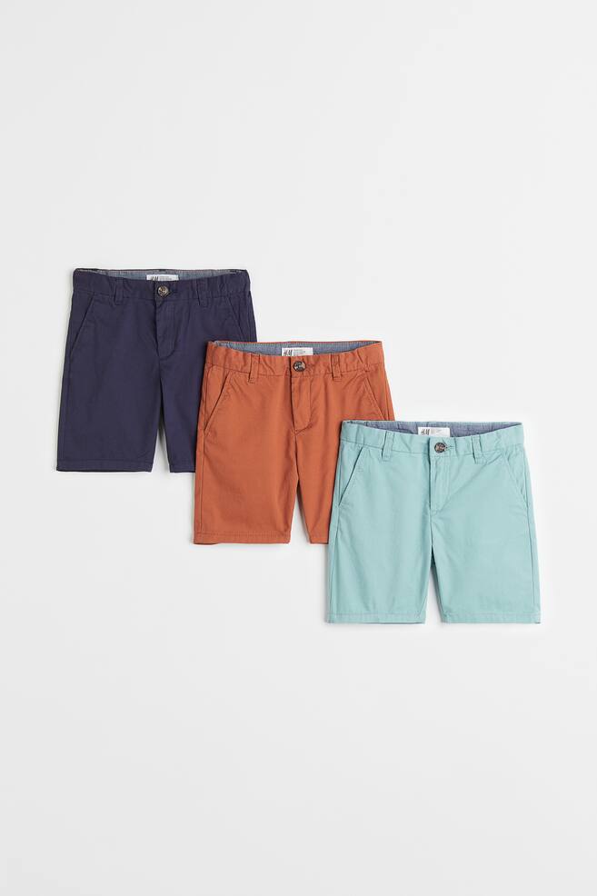 3-pack cotton chino shorts - Turquoise/Blue/Rust orange/Navy blue/Khaki green/Blue