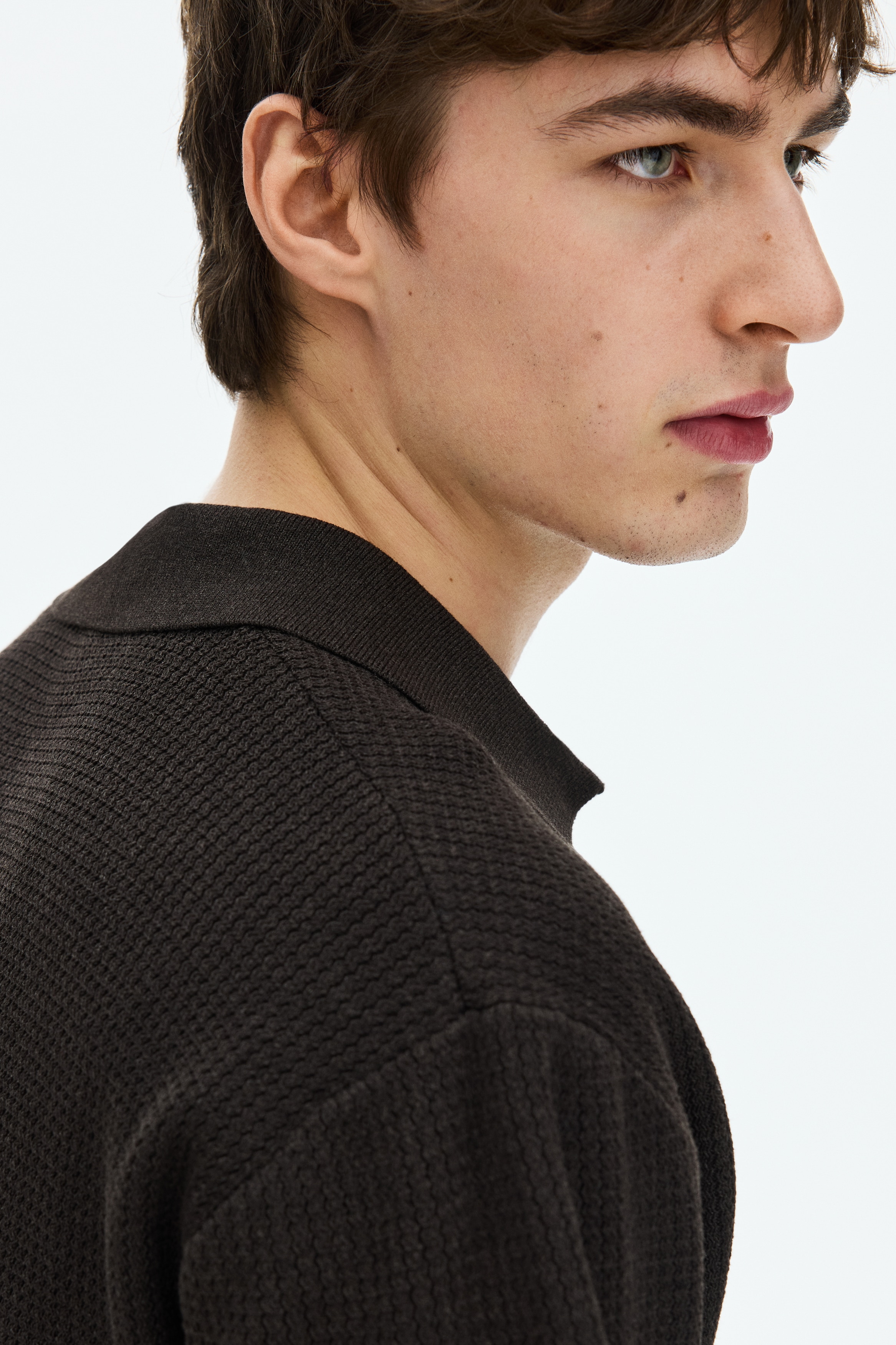 Regular Fit Cable-knit polo shirt