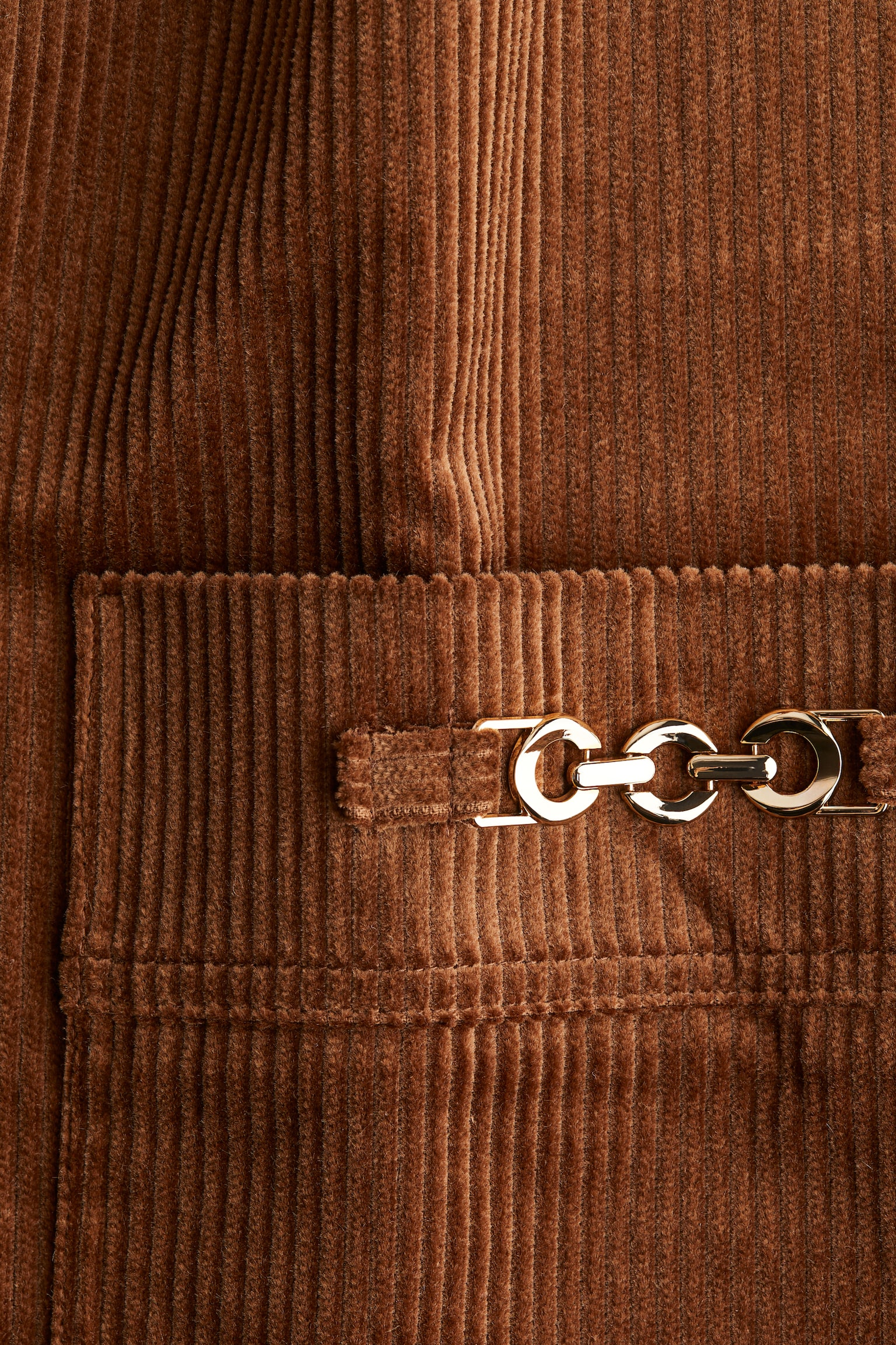 Robe droite en velours côtelé - Marron - 3