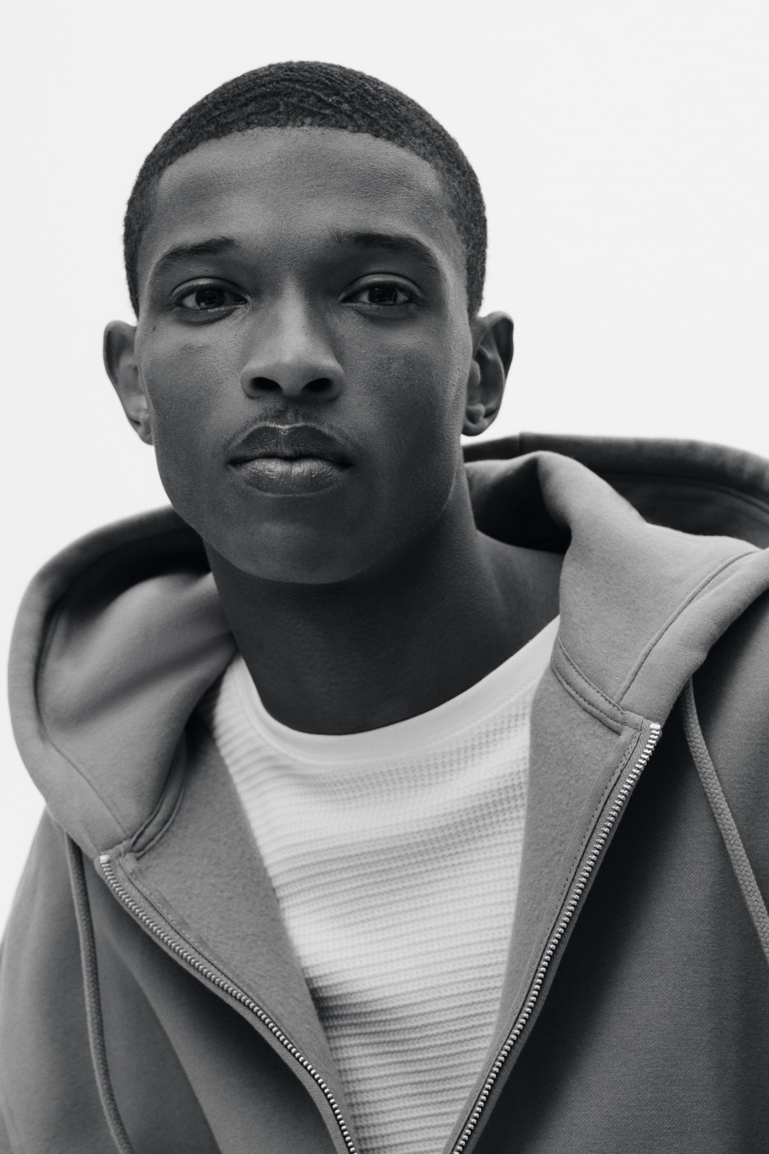 Худі Loose Fit на блискавці - Зелений хакі/Сливовий/Синій/Коричневий/Світло-блакитний/Світло-сірий/Чорний/Темно-сірий/Сірий меланж/Whitw - 6