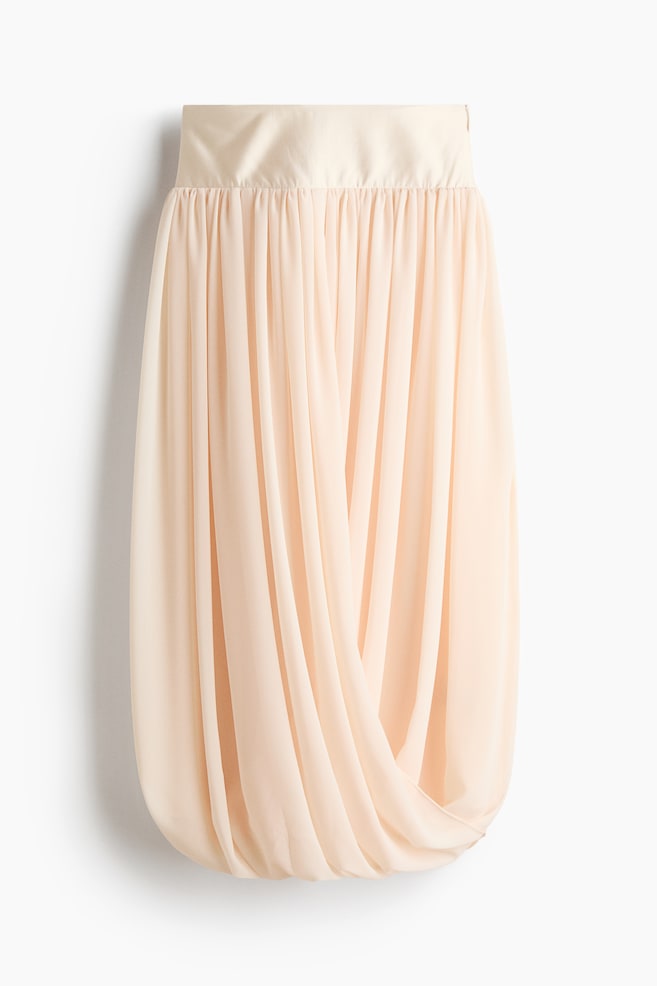 Draped Chiffon Skirt - Light beige - 1