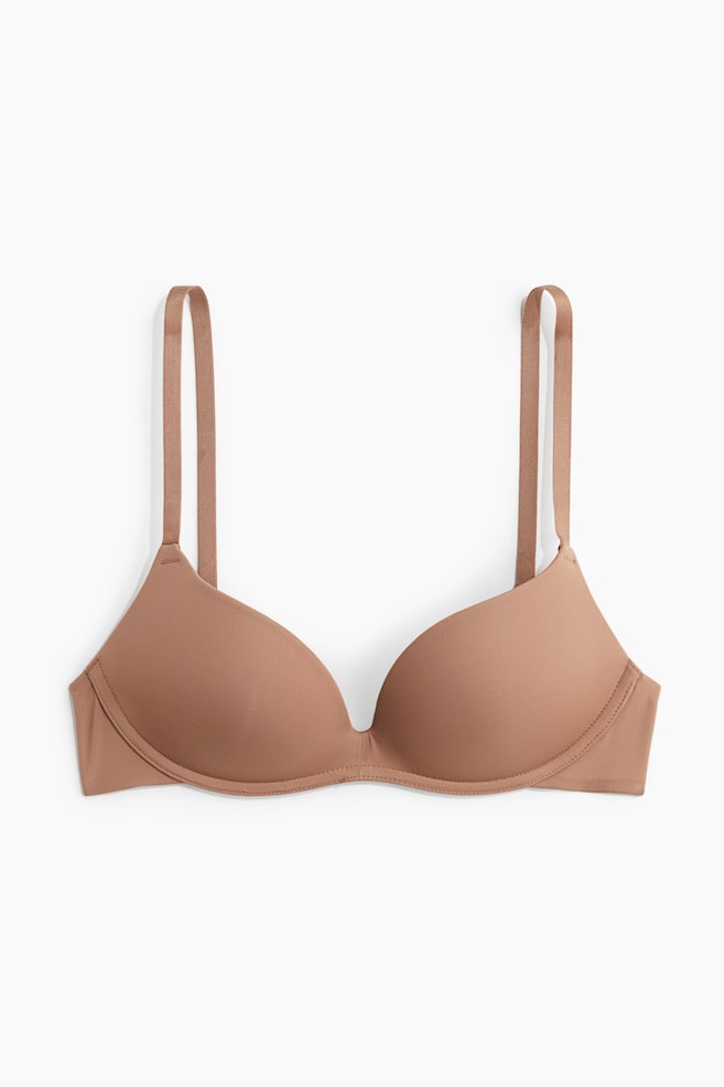 Soft-Cup Microfiber Push-Up Bra - Dark beige/Black - 1