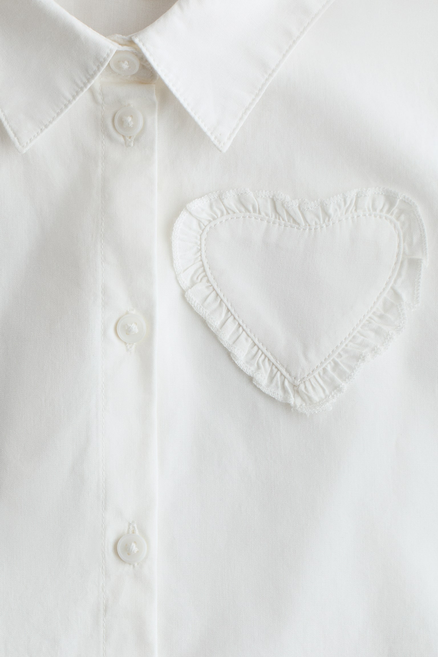 Heart-appliqué poplin shirt - Cream - 3