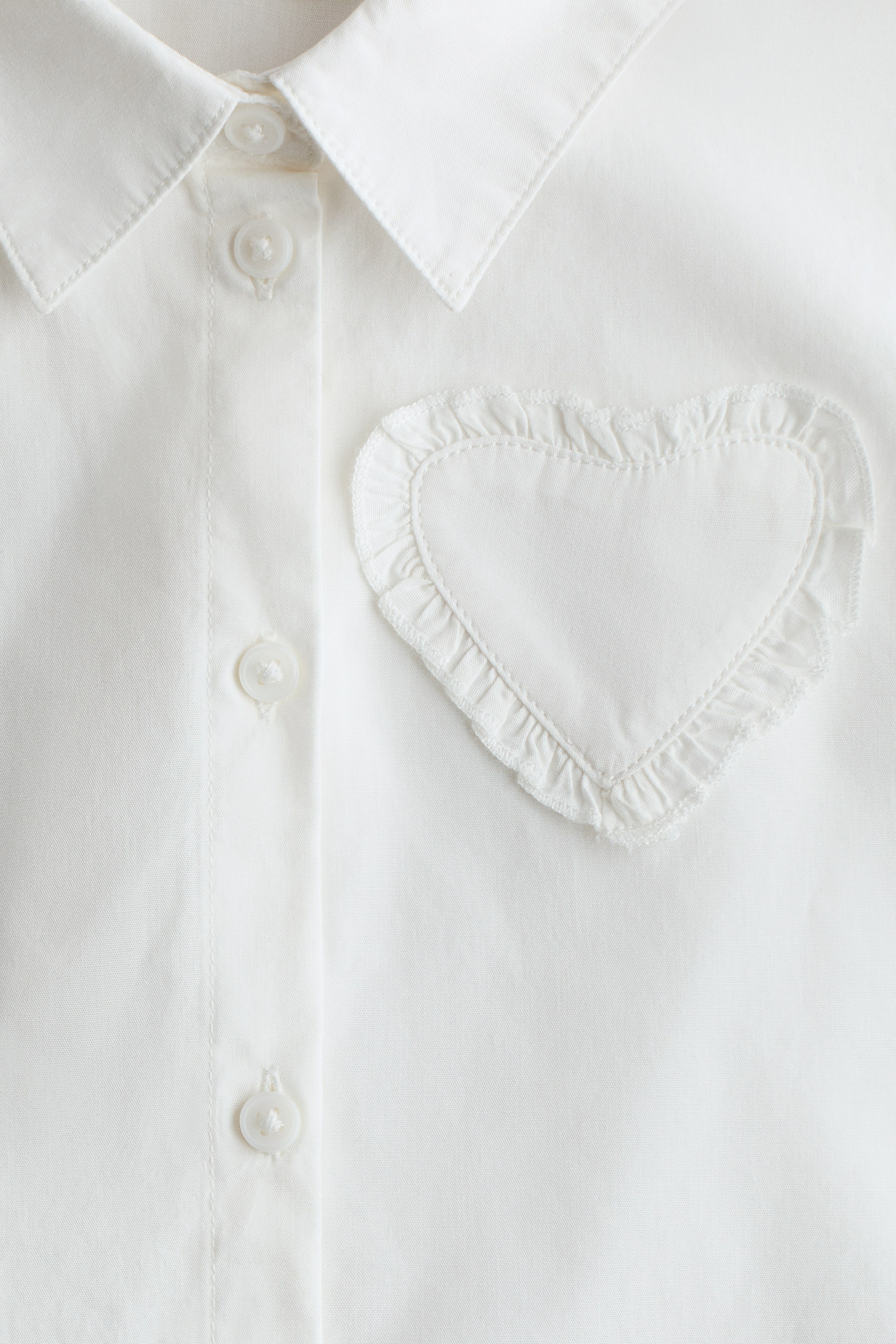 Детские рубашки H&M Heart-Appliqué Poplin Shirt — фото 3