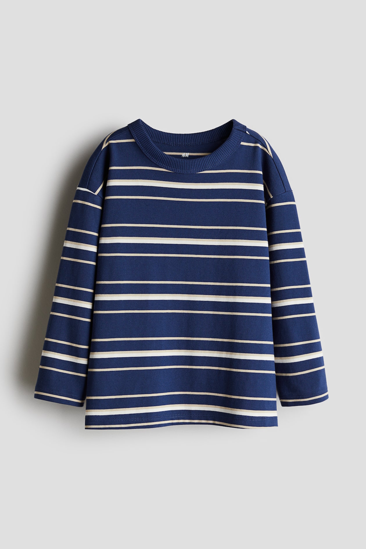 Langarmshirt - Rundausschnitt - Langarm - Marineblau/Gestreift 