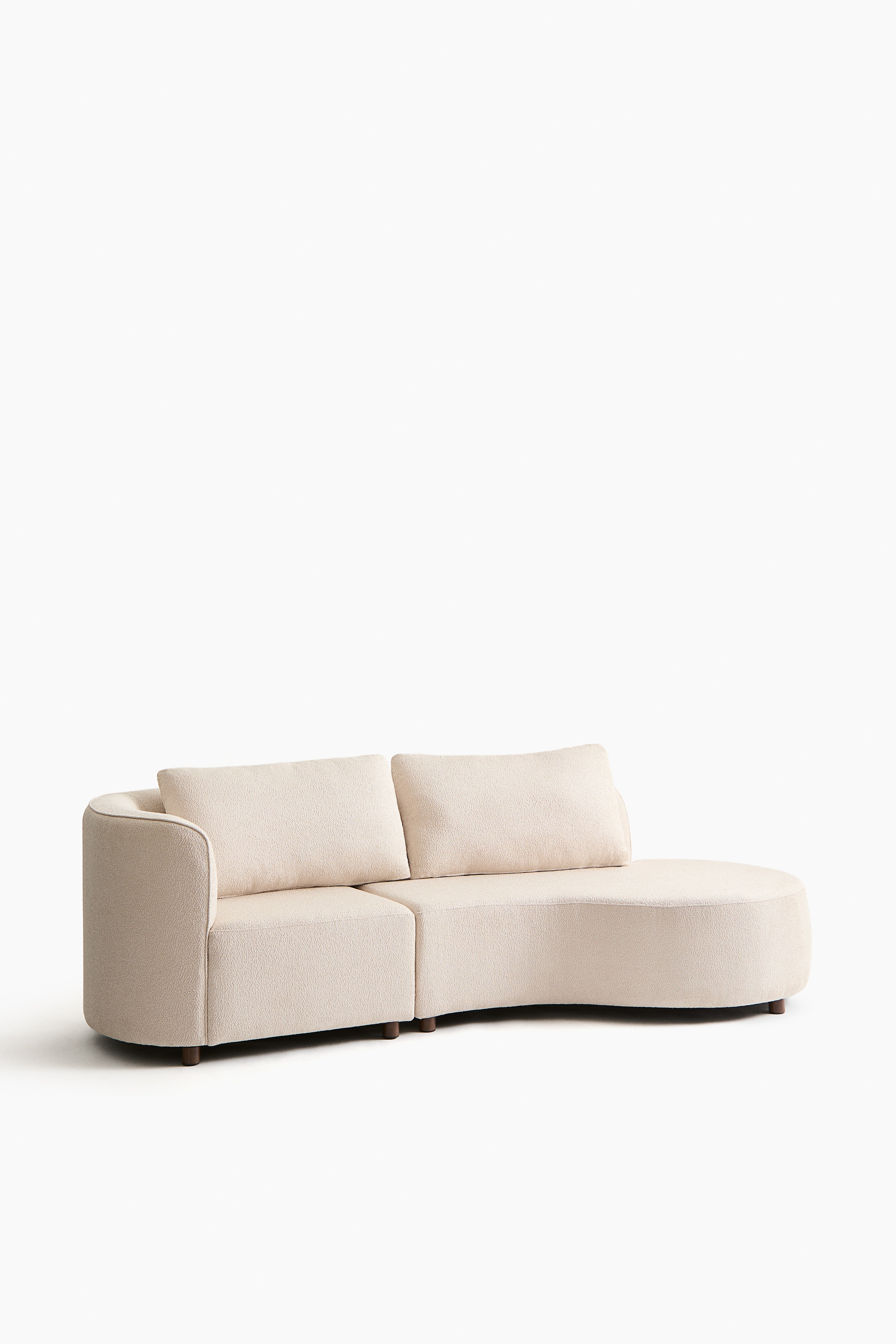 Bouclé 3-sitzer-sofa Mit Rundung - Beige