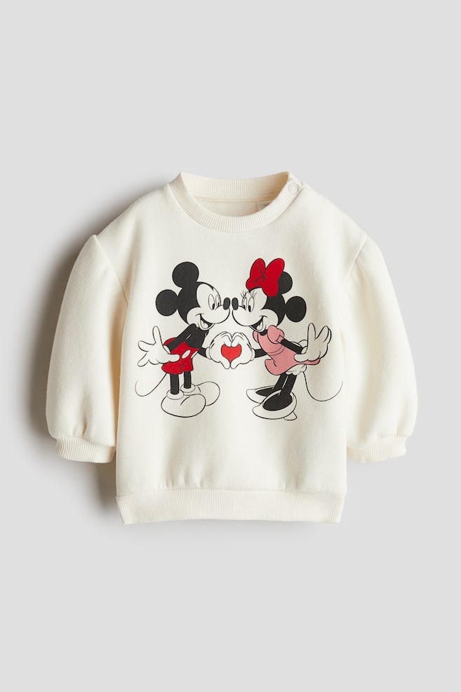 Printed cotton sweatshirt - White/Minnie Mouse - 1
