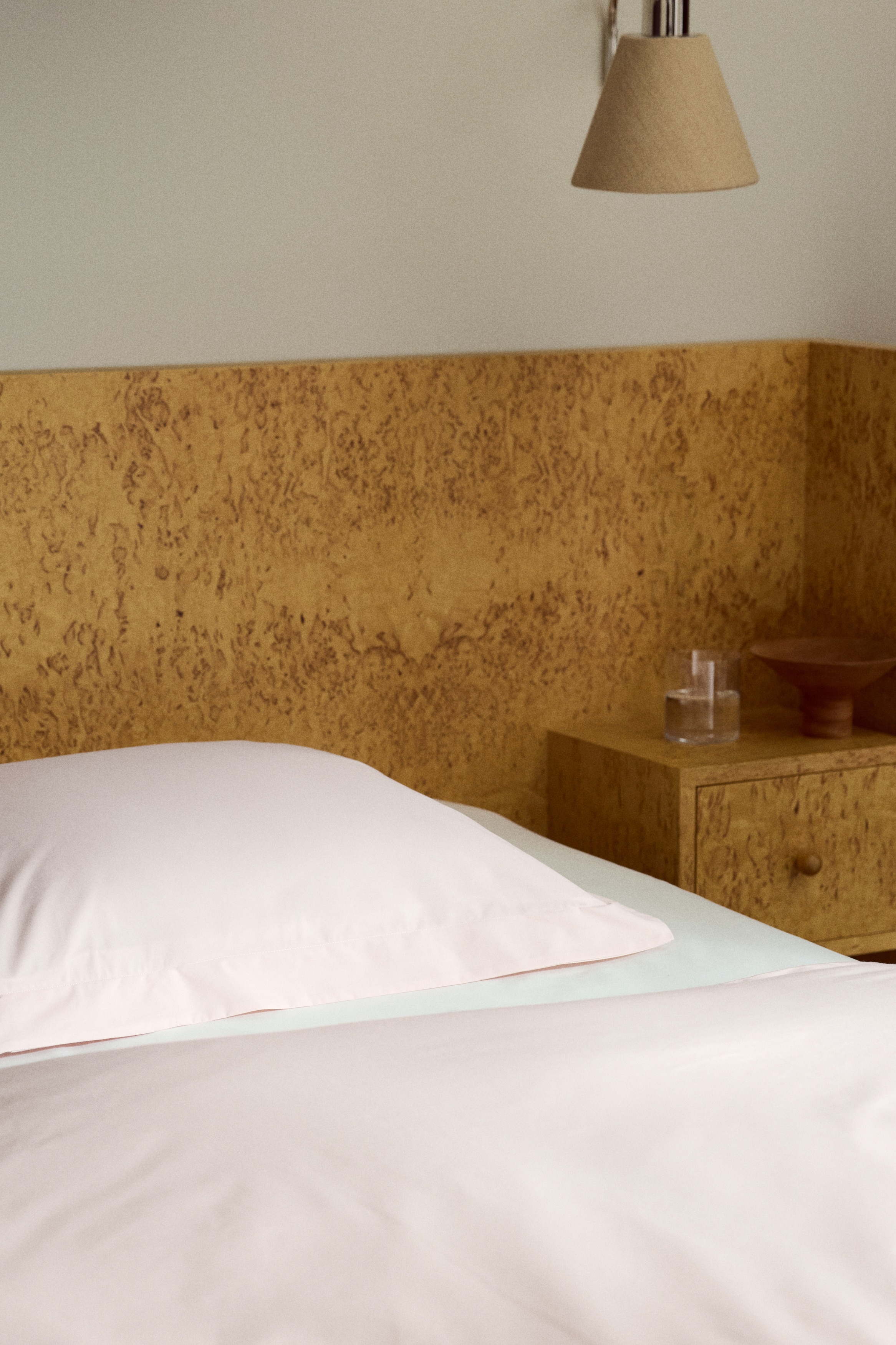 Enkelt sengesett i bomullspercale - Lys rosa/Hvit/Lys muldvarp/Beige