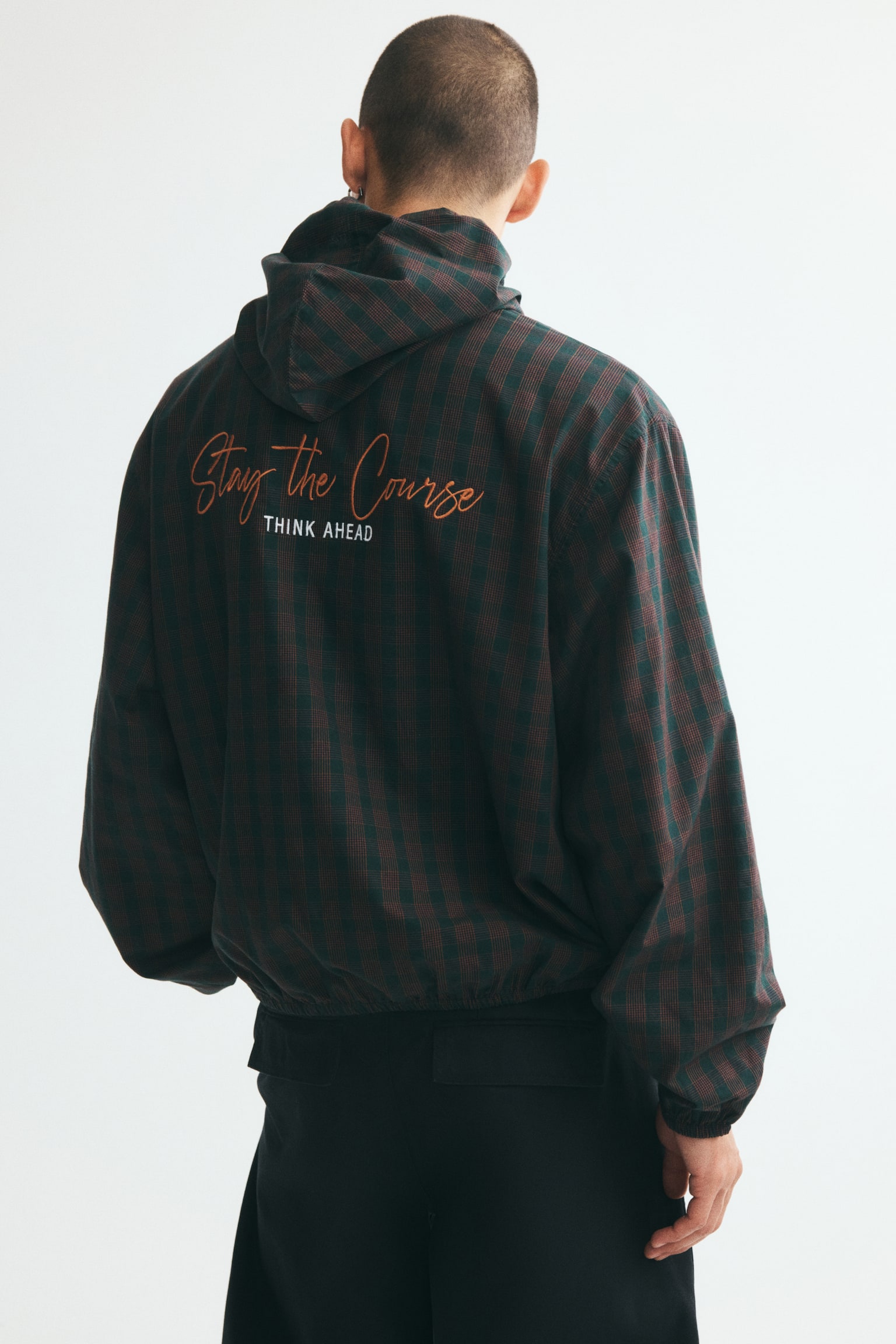 Мужская куртка H&M Hooded, цвет: Тёмный зелёный / Клетчатый — фото 6