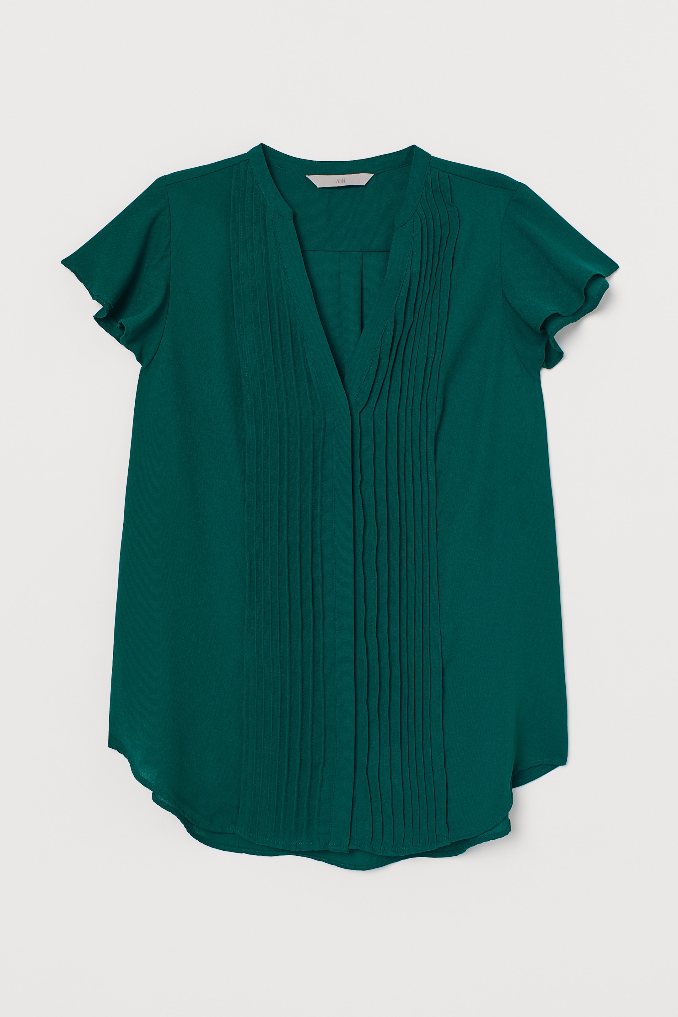 View larger image: Blouse with pin-tucks - Dark green - Ladies | H&M 1