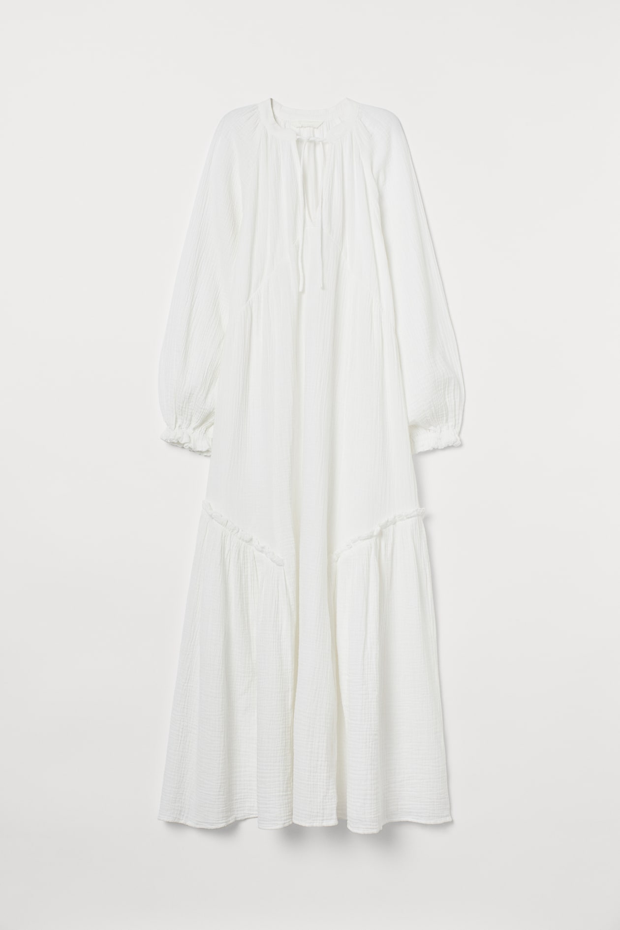 Cotton kaftan dress - V-neck - Long sleeve - Cream - Ladies | H&M GB