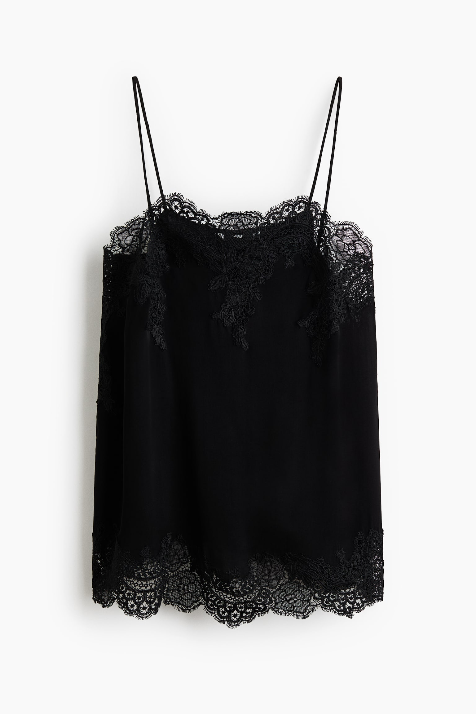 Haut en viscose avec dentelle - Noir/Vert sauge - 1