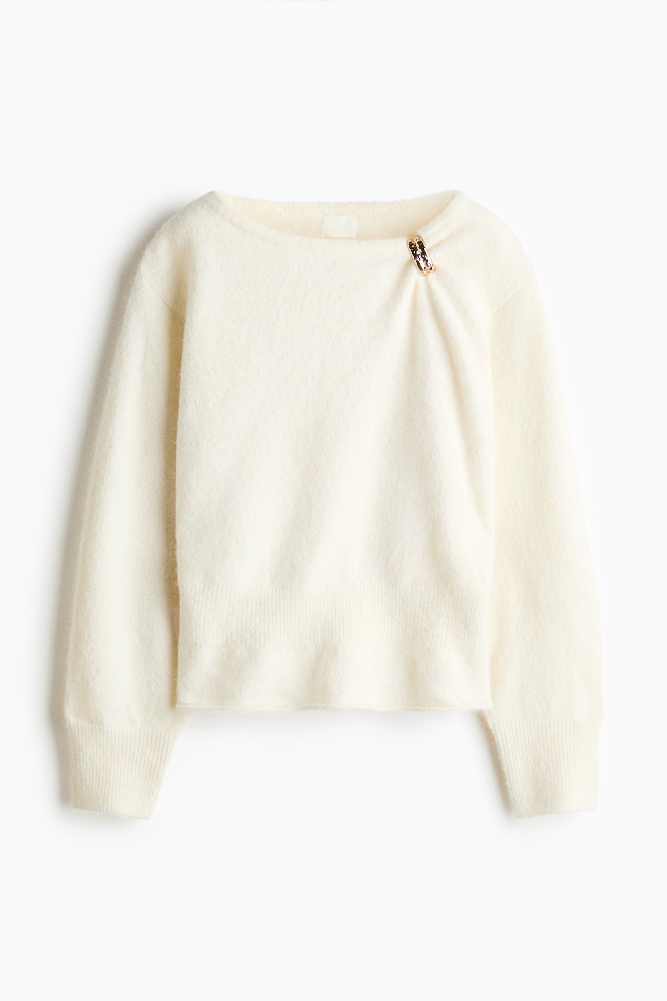 View larger image: Brooch-detail boat-neck jumper - Cream - Ladies | H&M 1