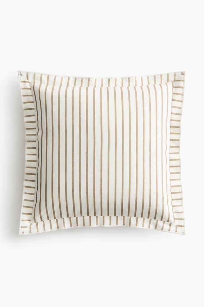 Linen-Blend Cushion Cover - Beige/striped/Light beige/striped/White/yellow striped - 1