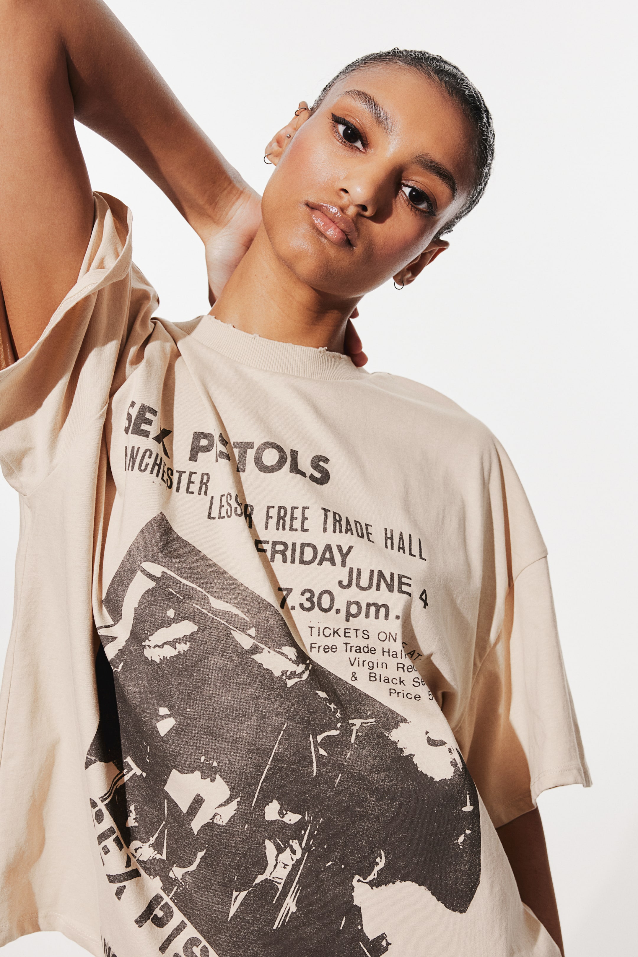 Oversized Printed T Shirt Light Beigesex Pistols Ladies Handm Us 7063