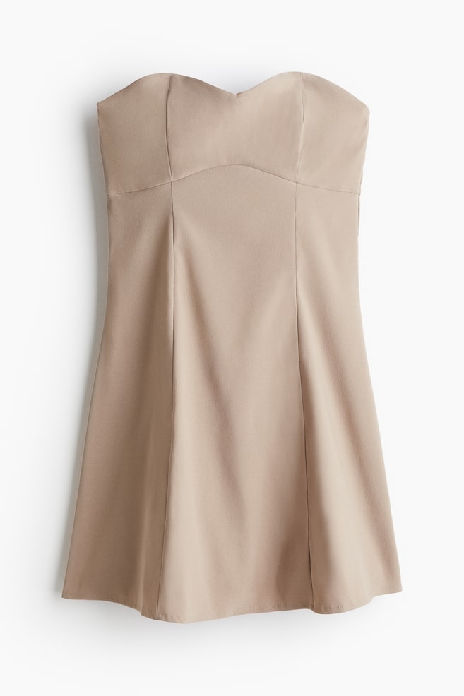Vestido bandeau con vuelo - Beige claro - 1