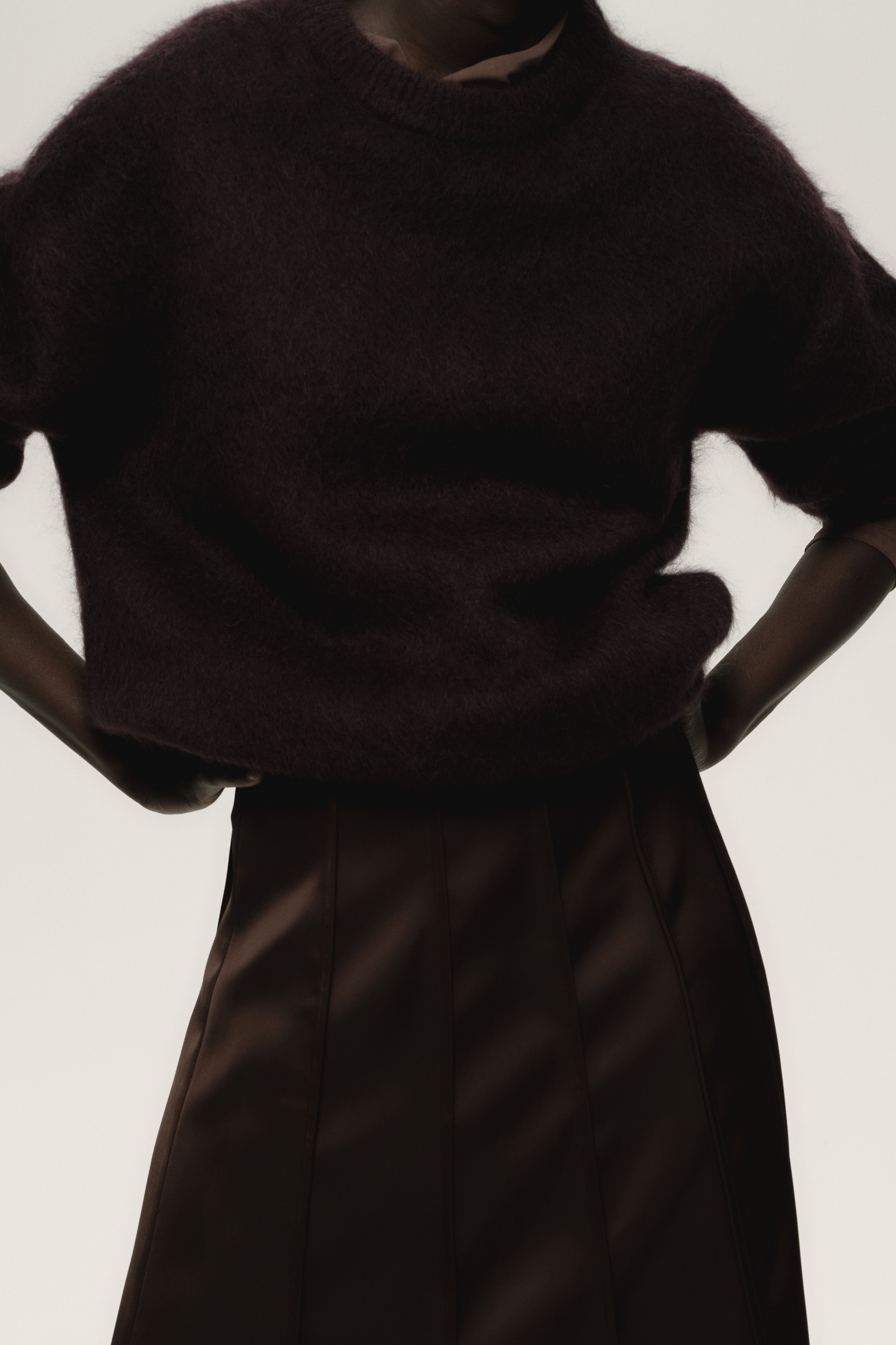 A-line satin skirt