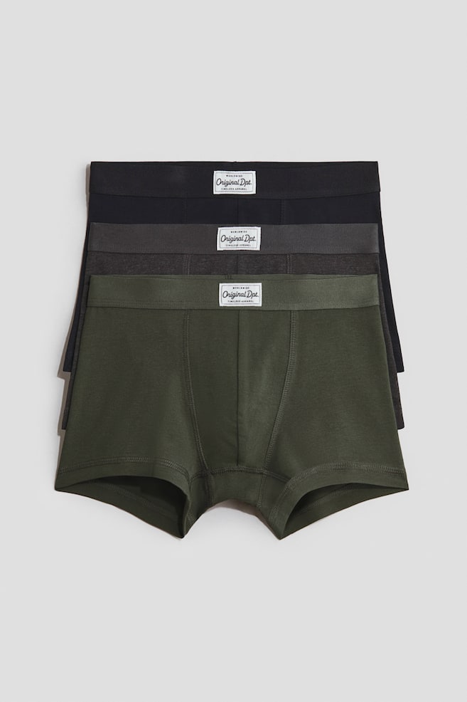 3er-Pack Trunks aus Baumwolle - Schwarz/Dunkles Khakigrün/Marineblau/Graumel./Dunkelblau - 1