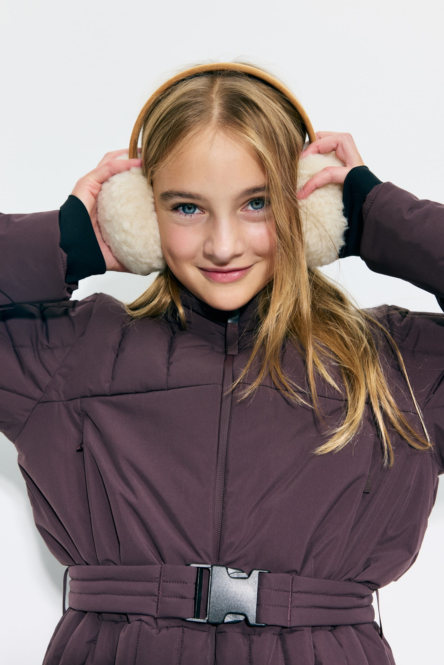 Padded ski jacket with ThermoMove™ - Aubergine purple/Cream - 10