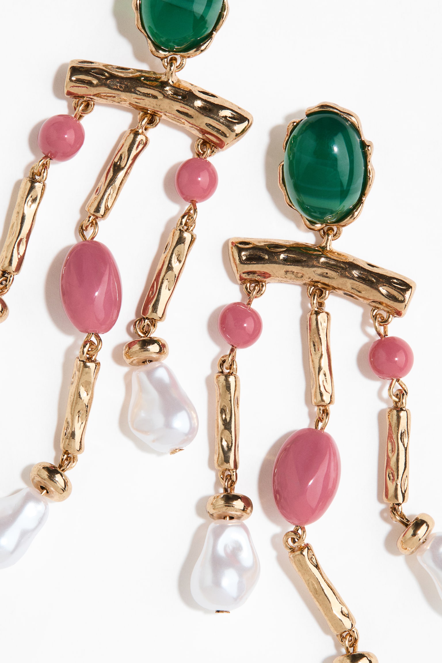 Сережки-підвіски - Золотистий/зелений - 3