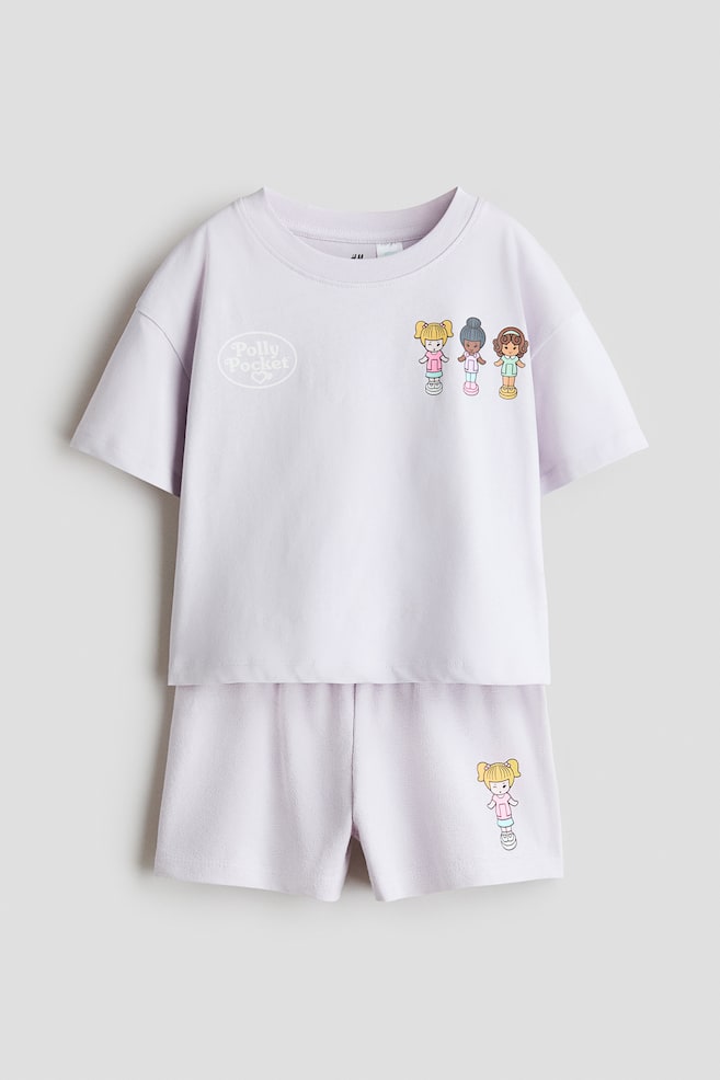2-teiliges Baumwollset mit Print - Flieder/Polly Pocket/Weiß/Disneyprinzessinnen/Rosa/Miffy/Cremefarben/SmileyWorld® - 1