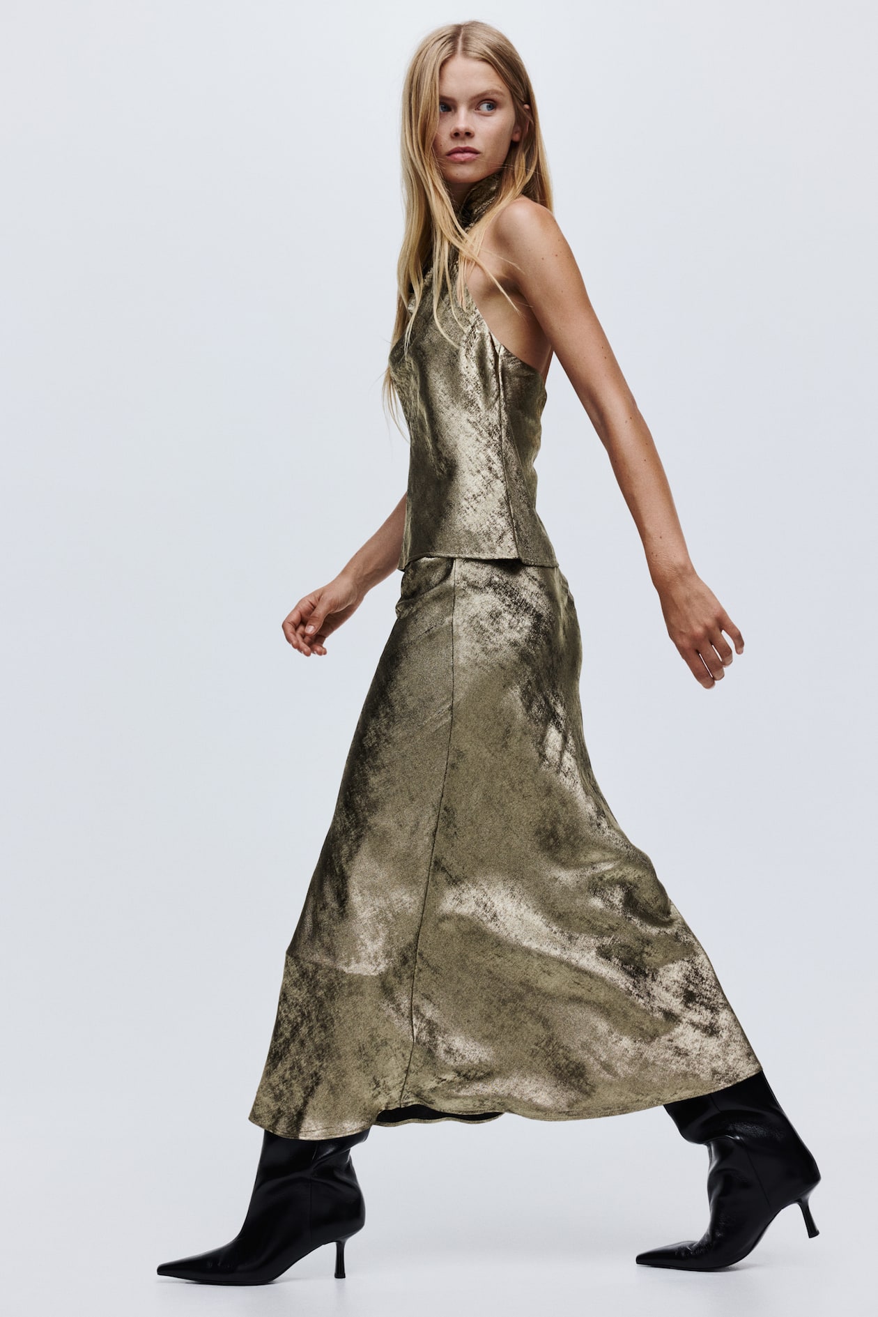 Midi skirt - Gold-coloured - Ladies | H&M GB