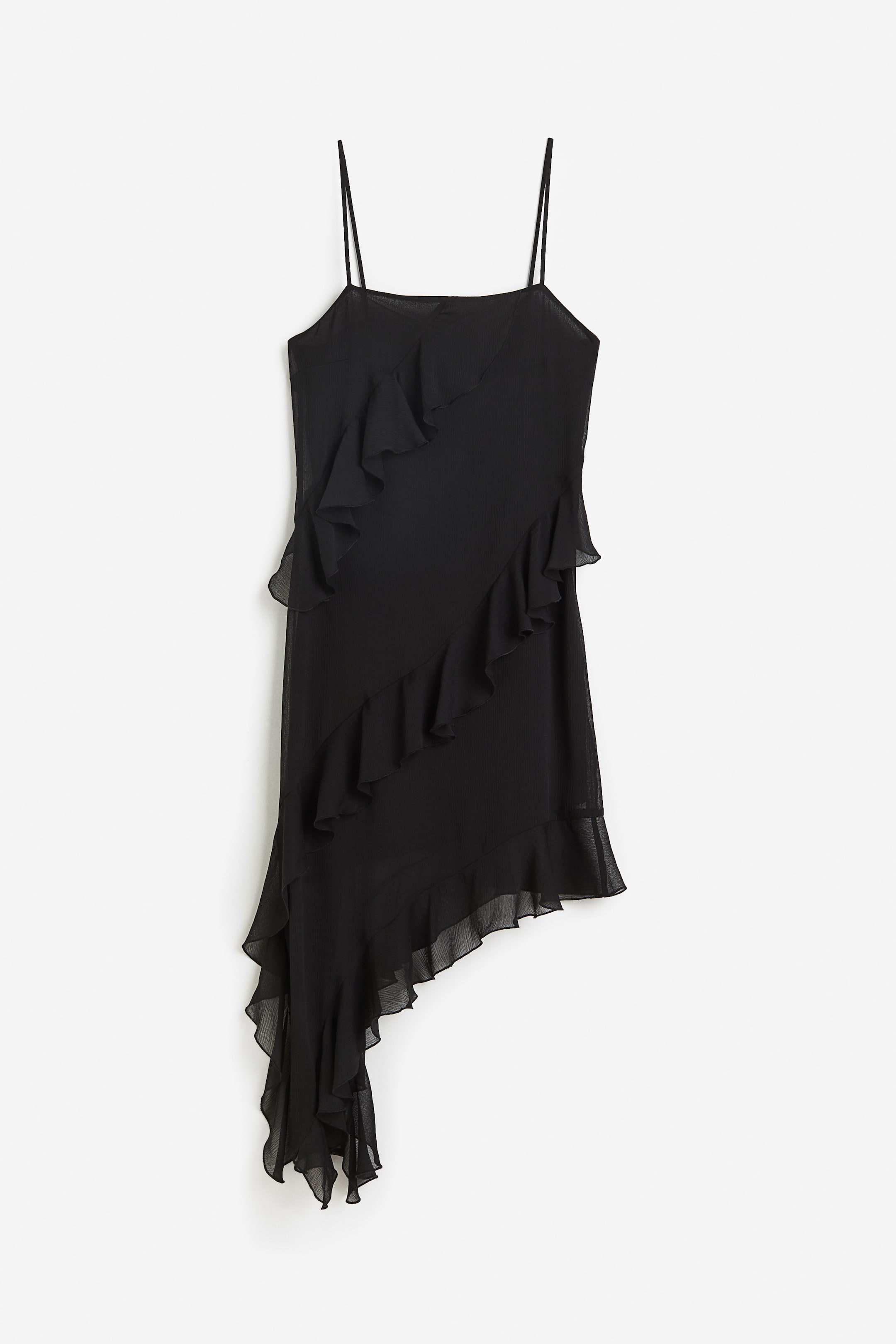 Flounce-trimmed Asymmetric Dress