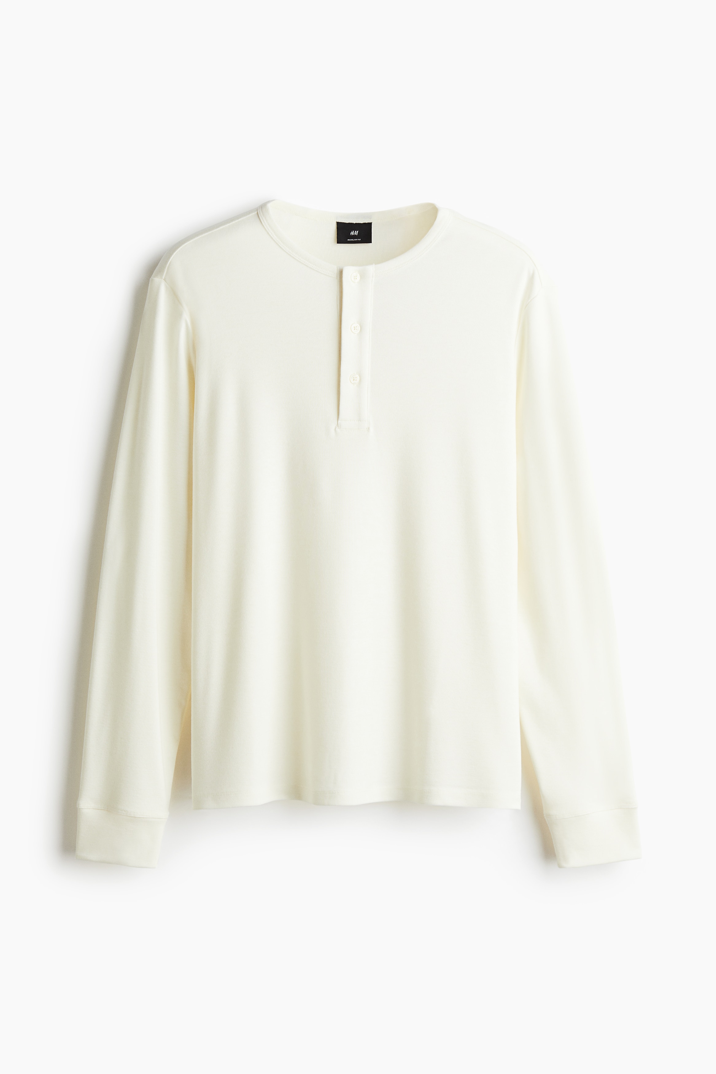 Men's Cream Ribbed Henley Shirt | H&M CA
