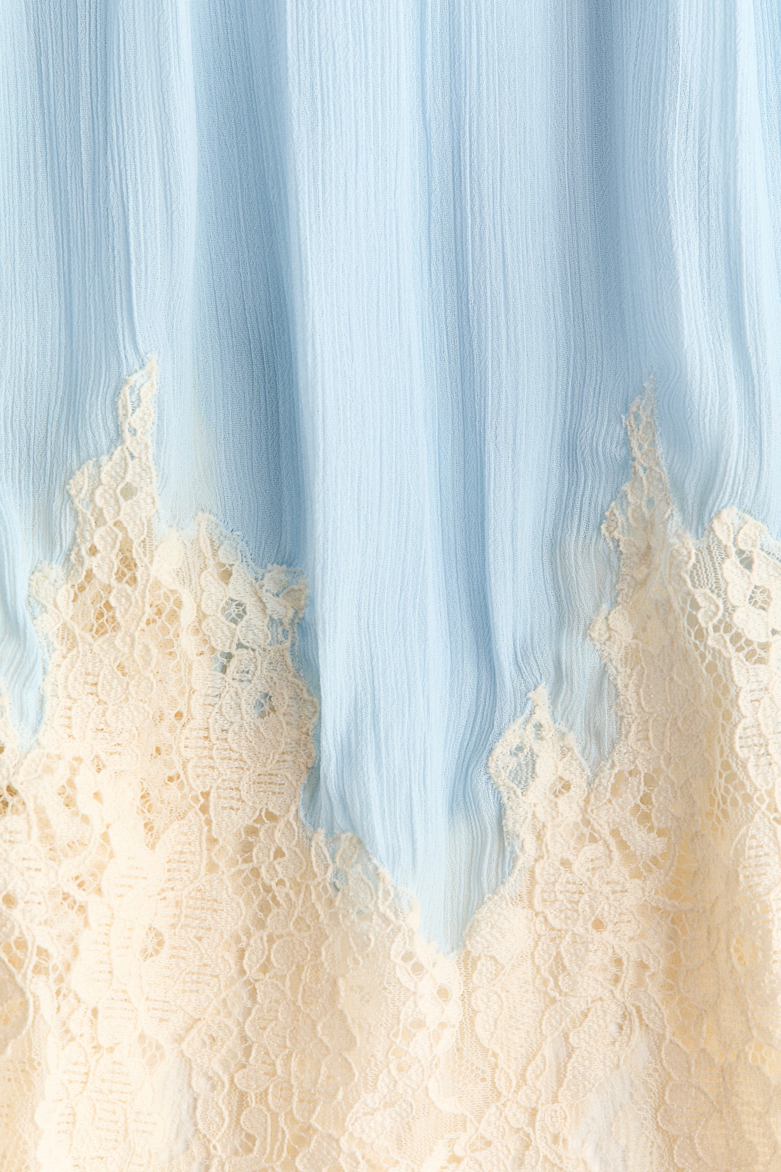 Robe à bretelles fines en mousseline avec dentelle-Bleu clair - 2