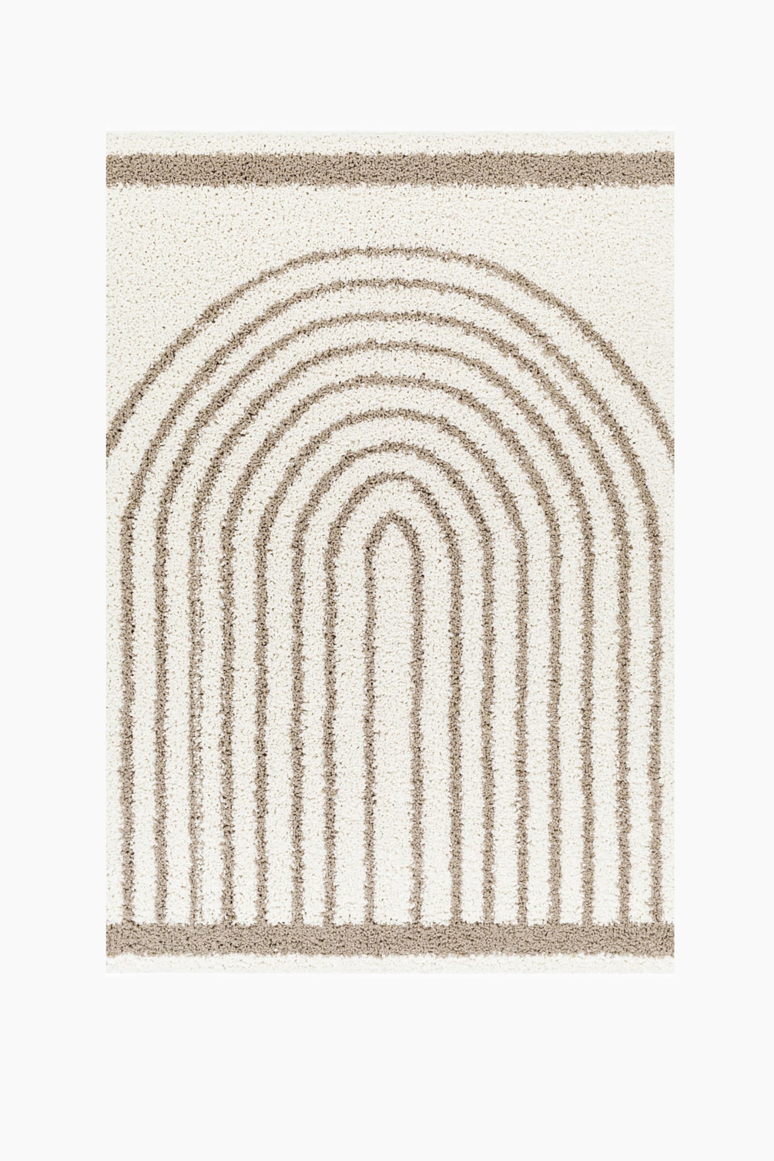 Pihu Modern Shaggy Area Rug - Ivory, Tan - 2