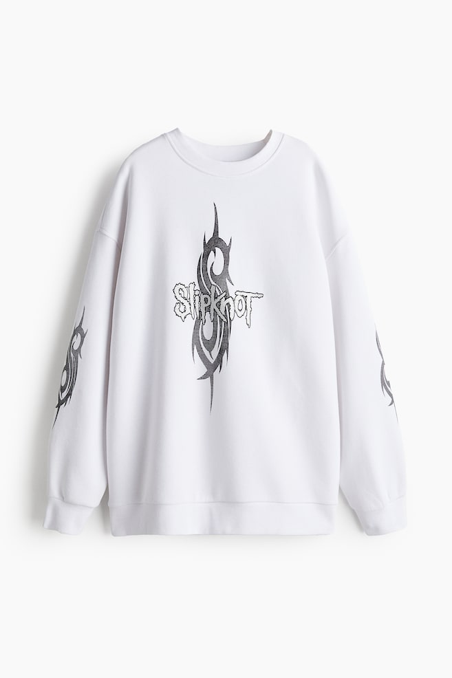 Oversized Sweatshirt mit Print - Weiß/Slipknot - 1