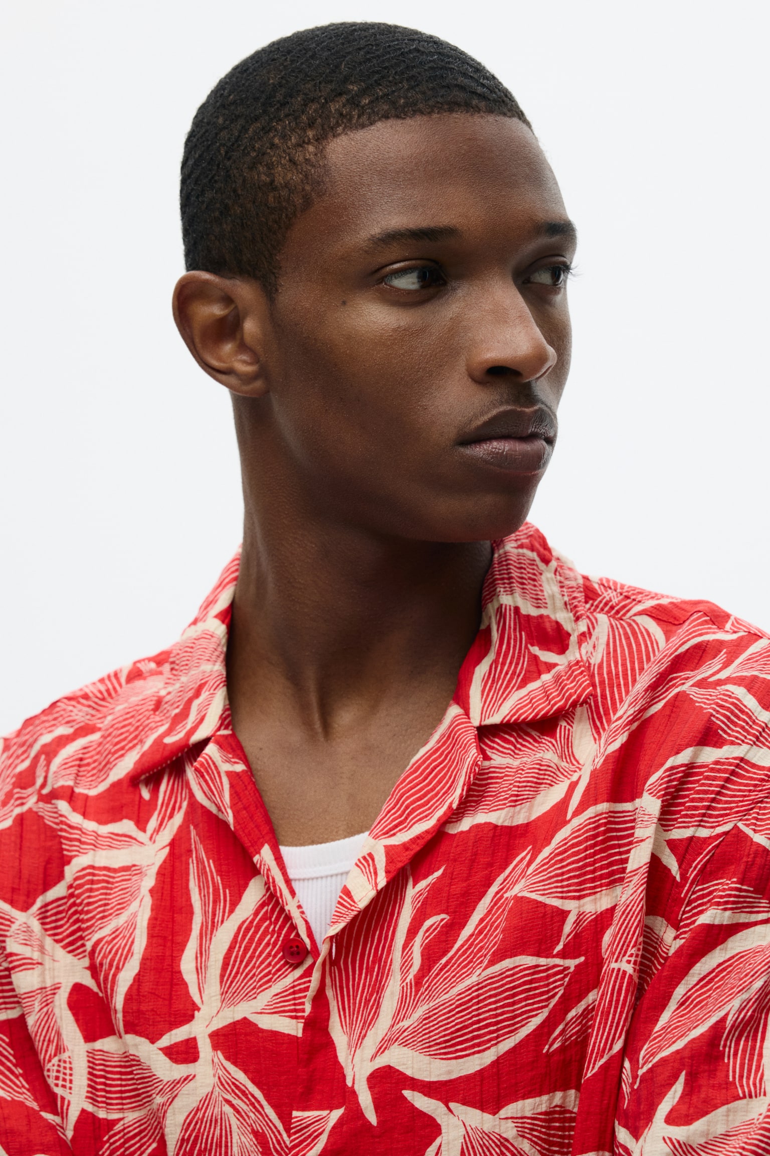 Regular Fit Resort shirt - Red/Flowers/Khaki green/Orchids - 3