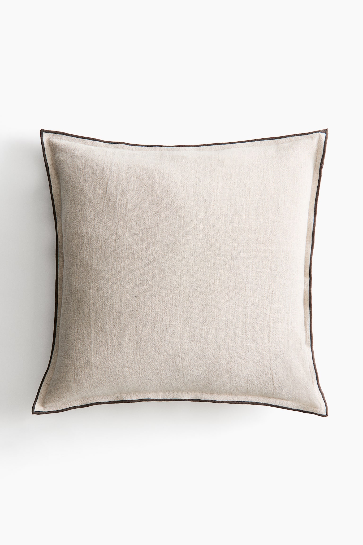 Linen-blend cushion cover - Light beige/White