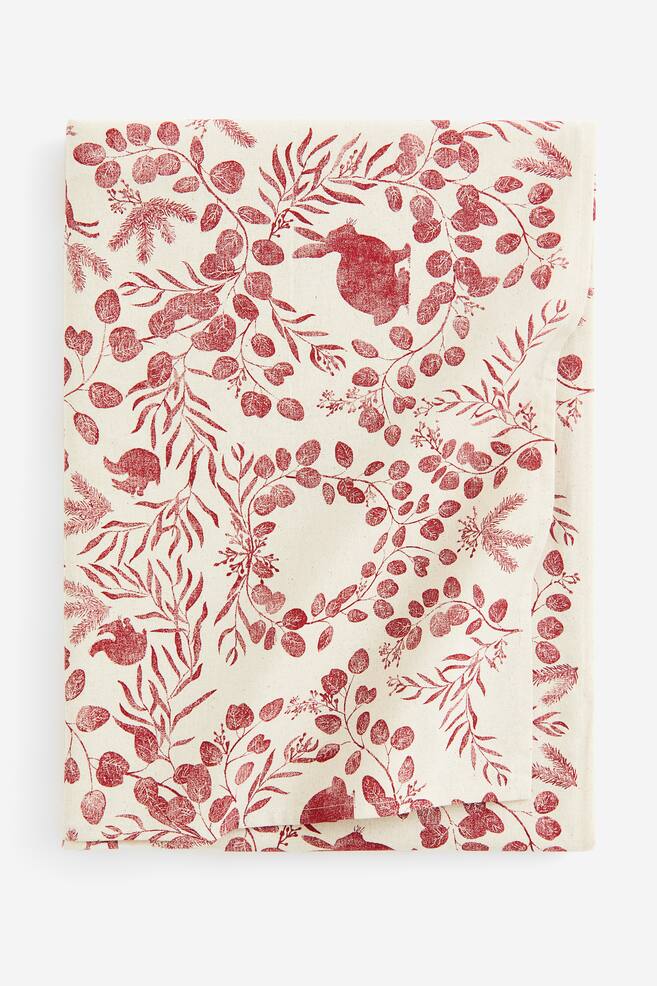 Cotton tablecloth - Red/Floral/Green/Floral - 3