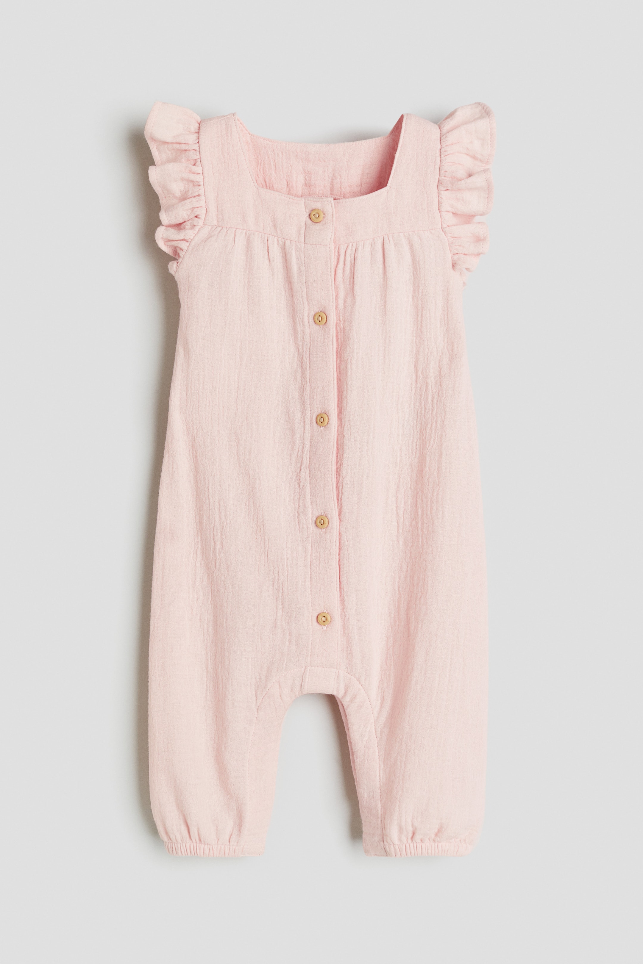 Ruffle-trimmed Muslin Romper Suit