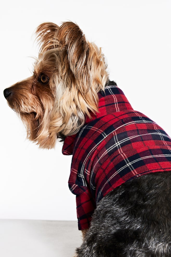 Dog shirt - Red/Checked/White/Hearts - 1