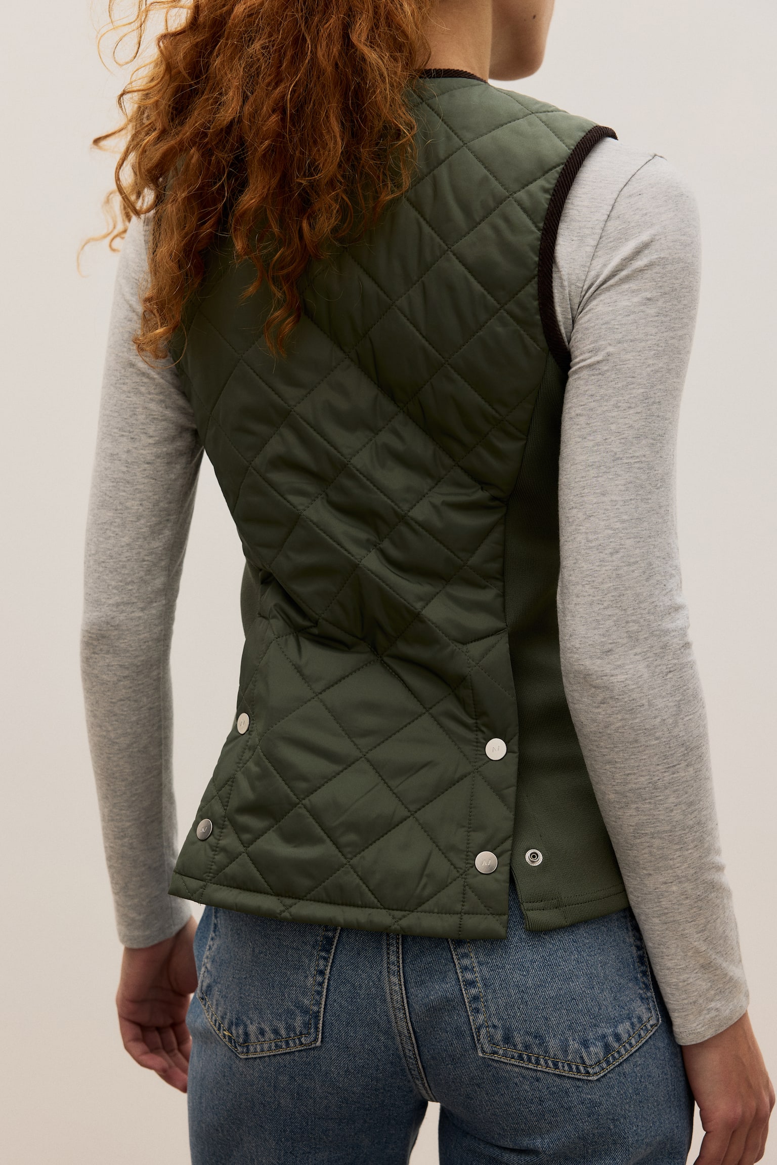 Slim Fit Padded riding gilet - Khaki green - 3