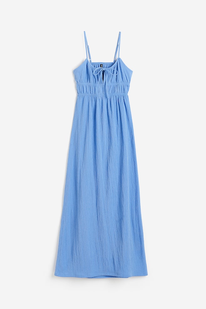 Gecrinkeltes Kleid mit Bindedetail - Blau/Schwarz - 2