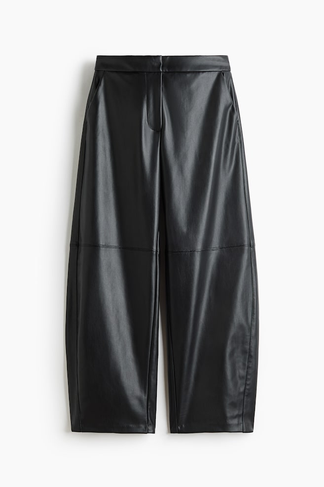 Pantalon à jambes ballon en tissu enduit - Noir - 1