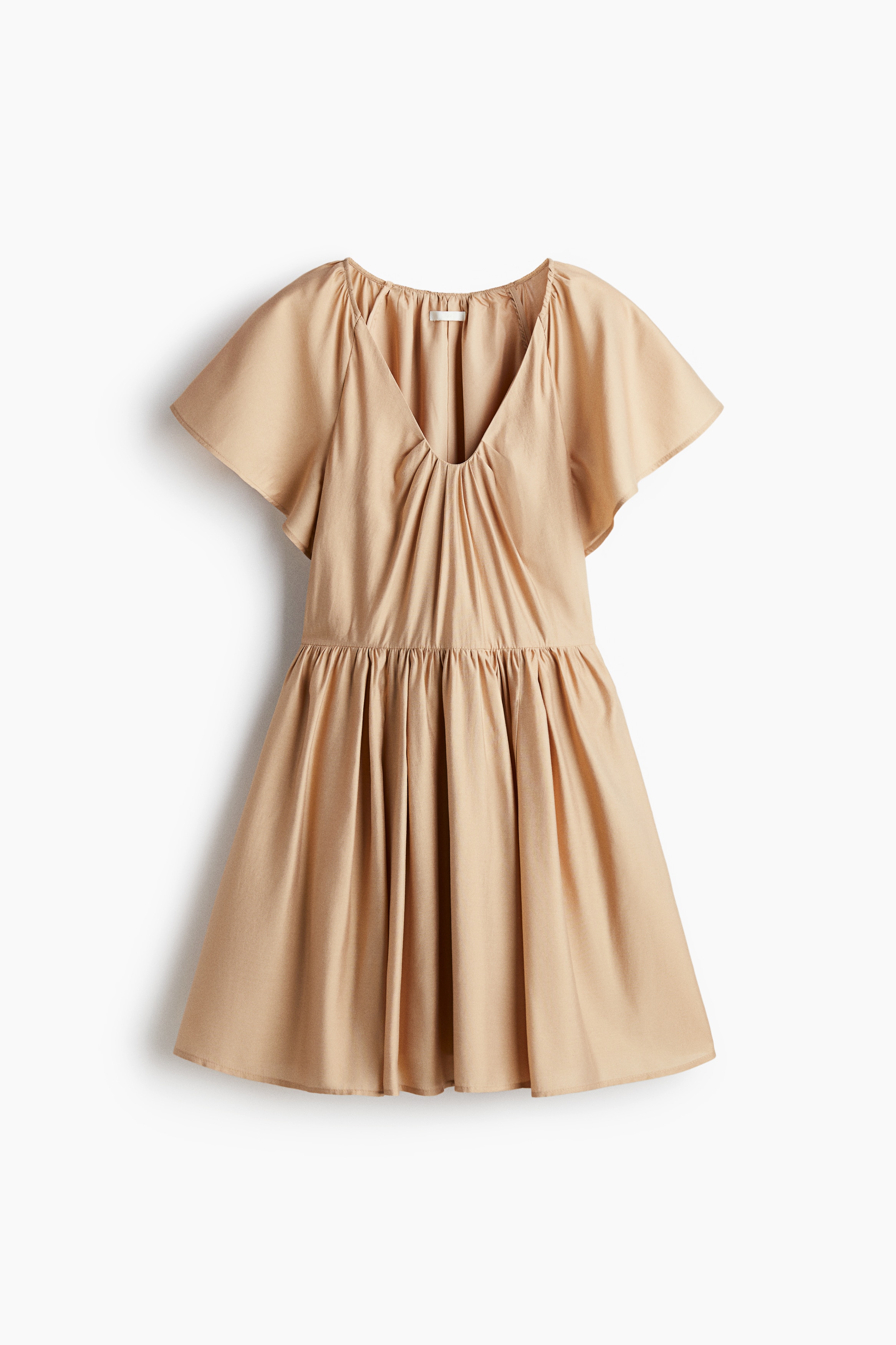 Vestido con vuelo - Beige/Borgoña