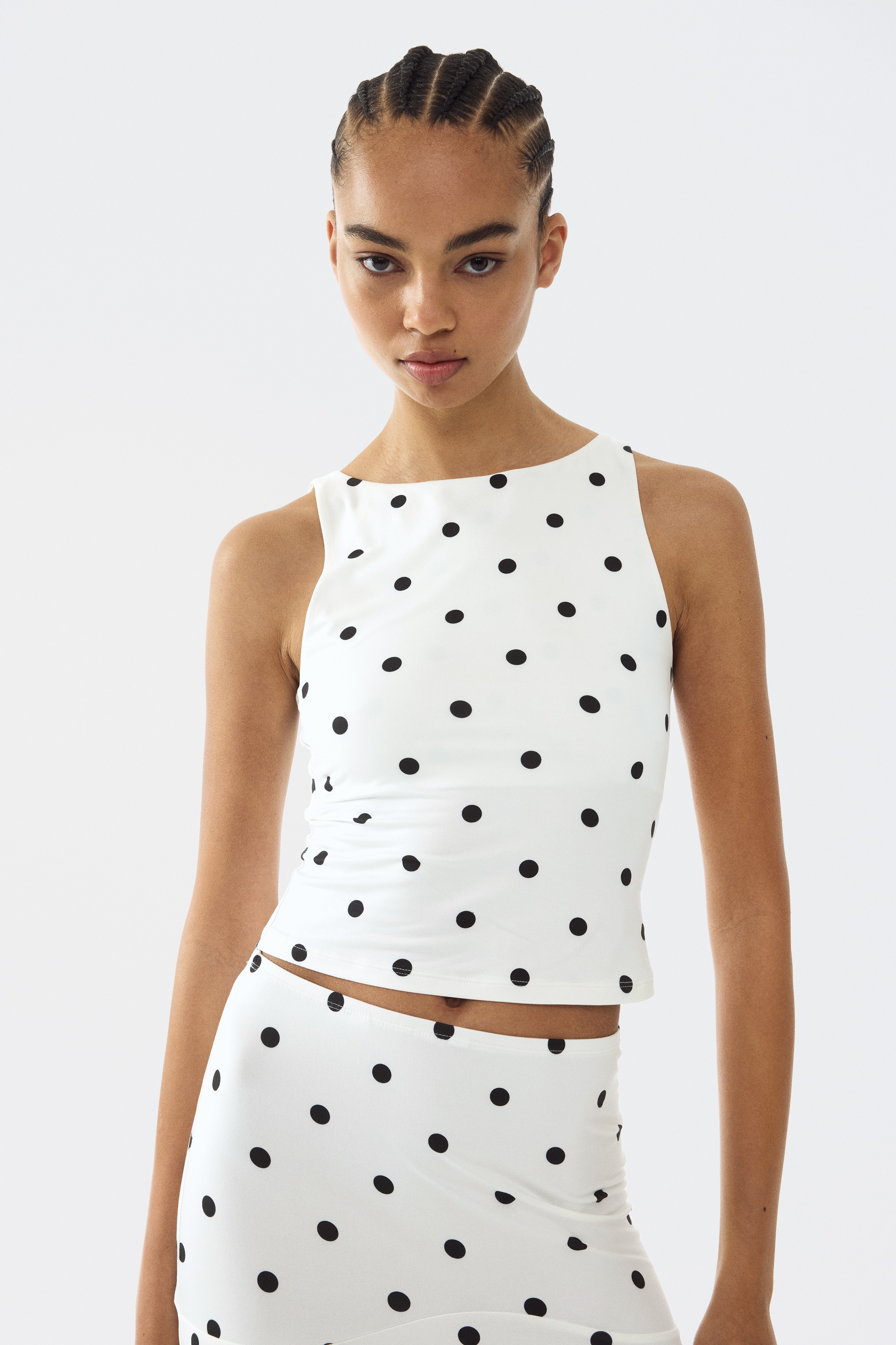 ボートネックタンクトップ - クリーム／ドット - レディース | H&M JP